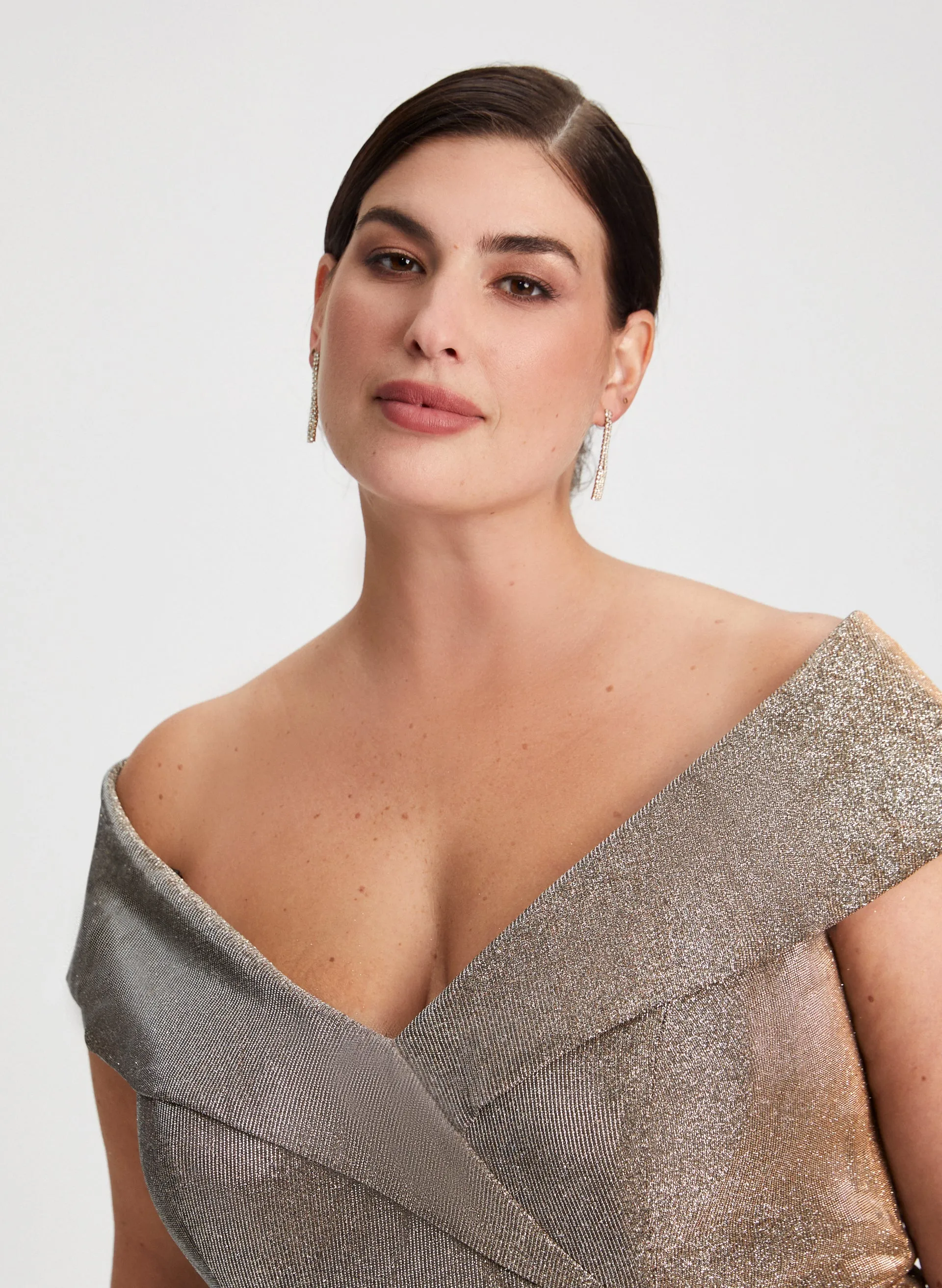 Bardot Neck Shimmer Detail Dress sold by Laura product image thumbnail 2