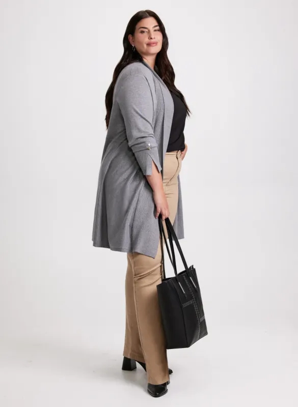 Open-Front Cardigan & Coated Jeans sold by Laura