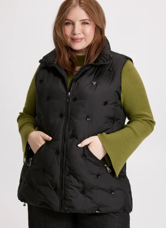 Sequin Detail Puffer Vest sold by Laura