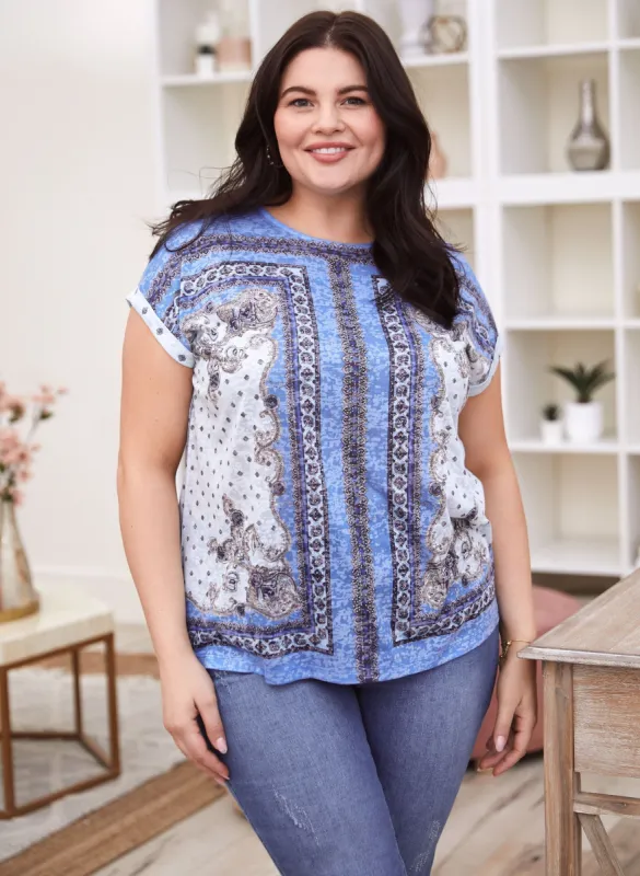 Paisley Print Burnout Tee sold by Laura