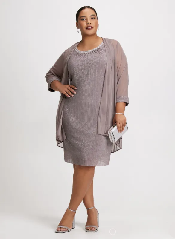 Sheer Jacket & Embellished Dress Set sold by Laura