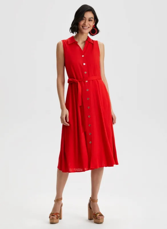 Linen-Blend Midi Dress sold by Laura