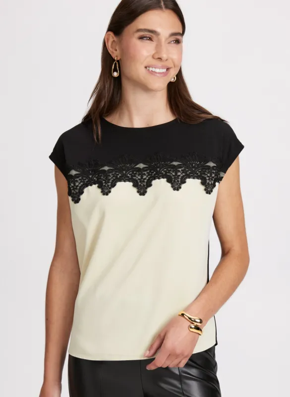 Lace Detail Scoop Neck Top sold by Laura