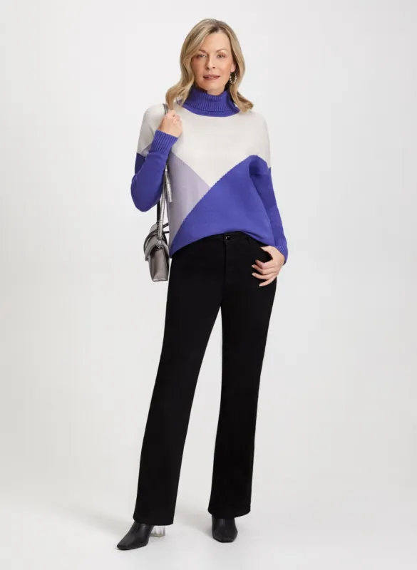Colour Block Sweater & Bootcut Jeans sold by Laura