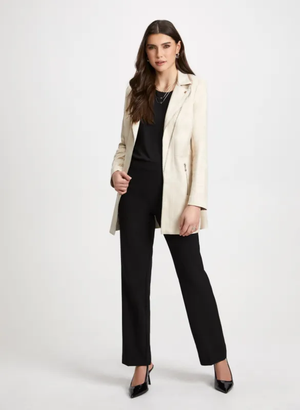 Zip Detail Redingote Jacket & Straight Leg Pants sold by Laura