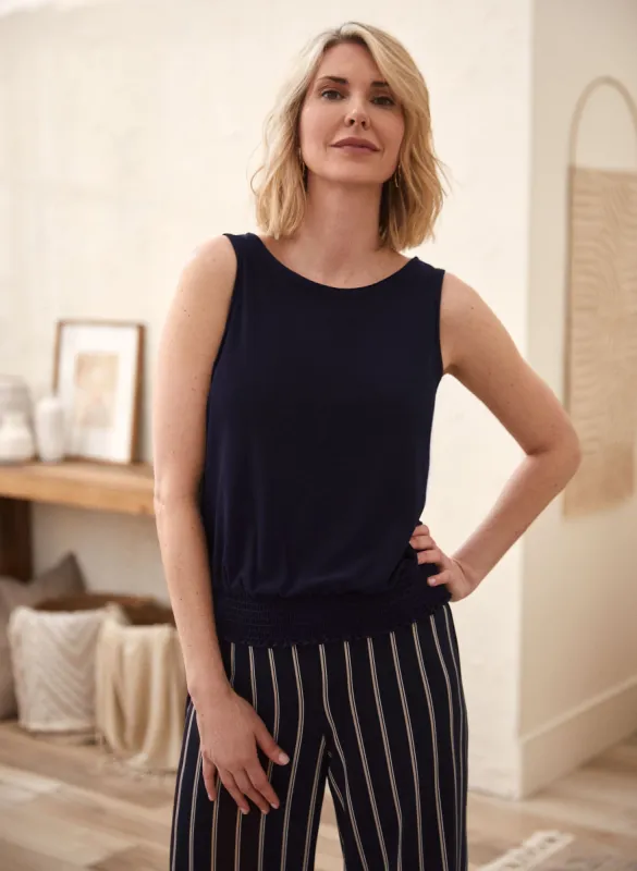 Smocked Hem Sleeveless Top sold by Laura