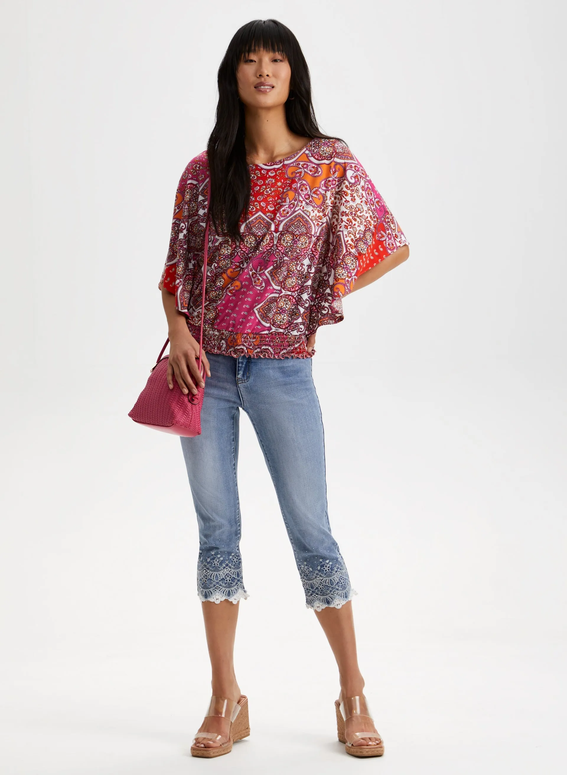 Patchwork Print Poncho Sleeve Top sold by Laura product image thumbnail 3