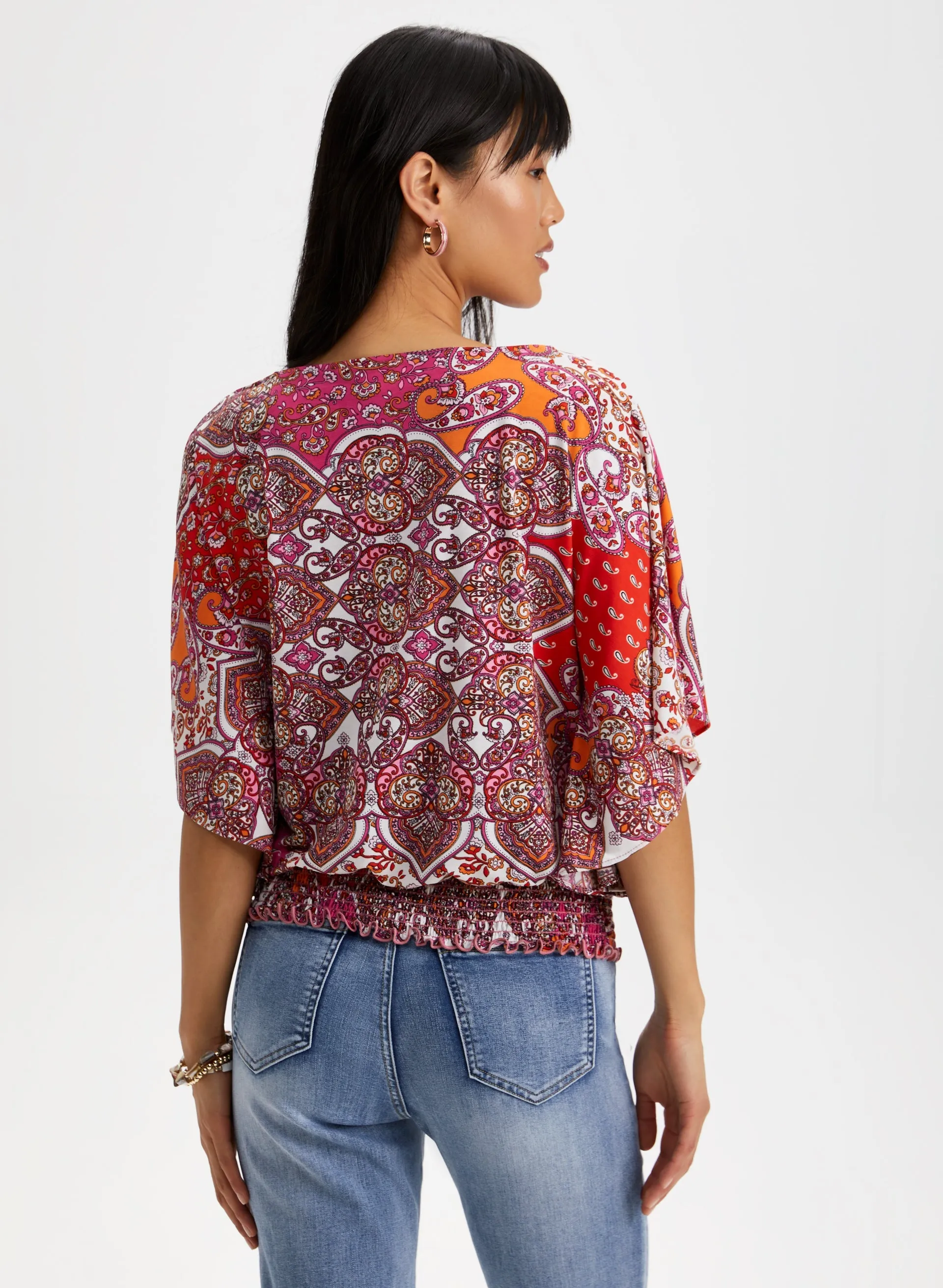 Patchwork Print Poncho Sleeve Top sold by Laura product image thumbnail 4