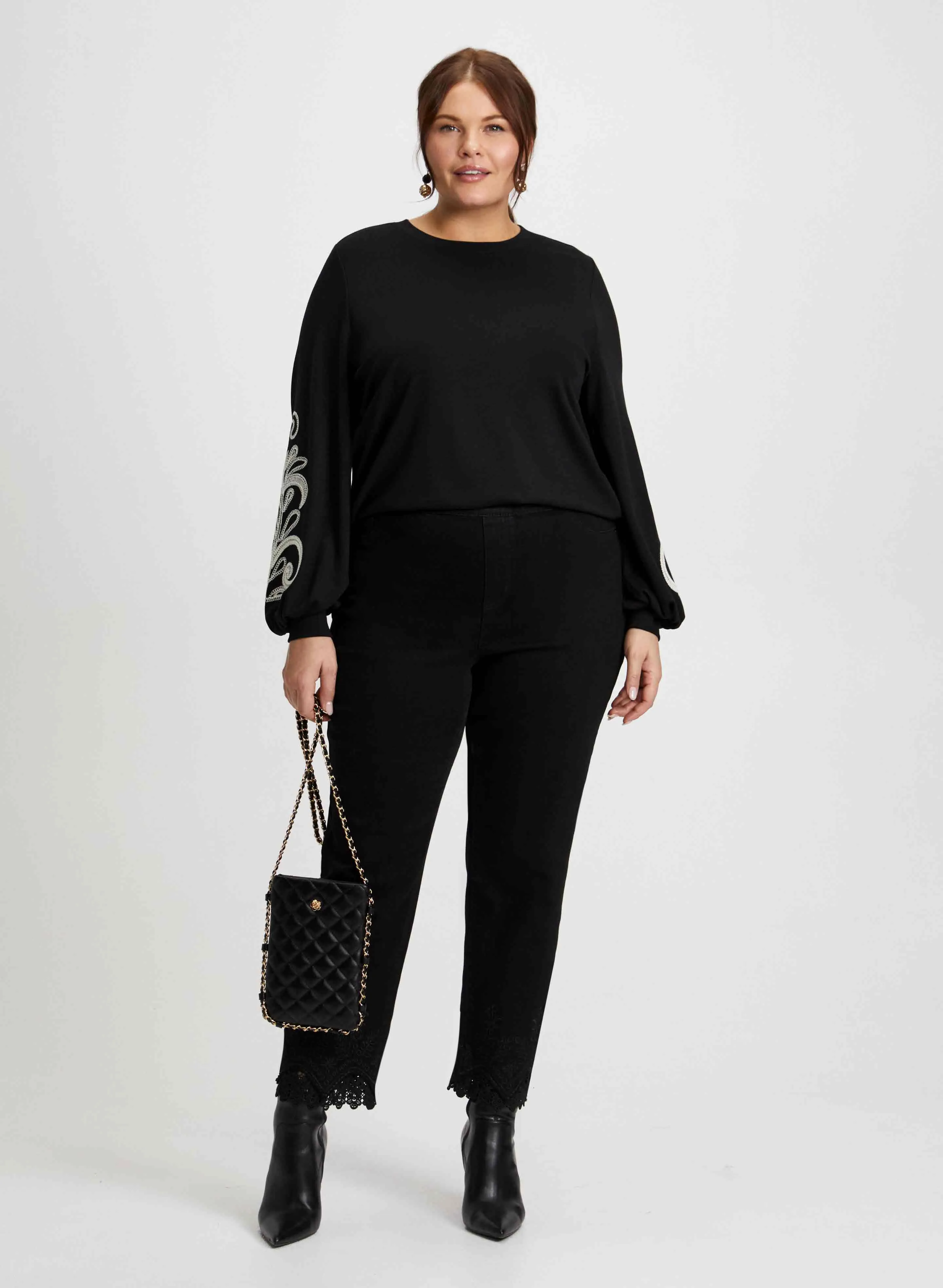 Paisley Print Top & Lace Hem Pants sold by Laura