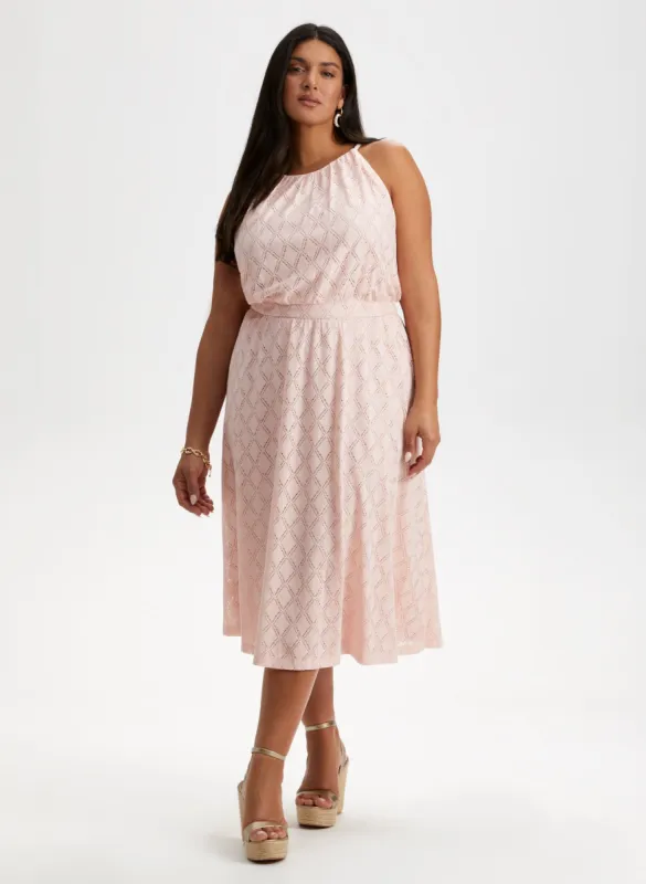 Diamond Lace Stretch Halter Dress sold by Laura