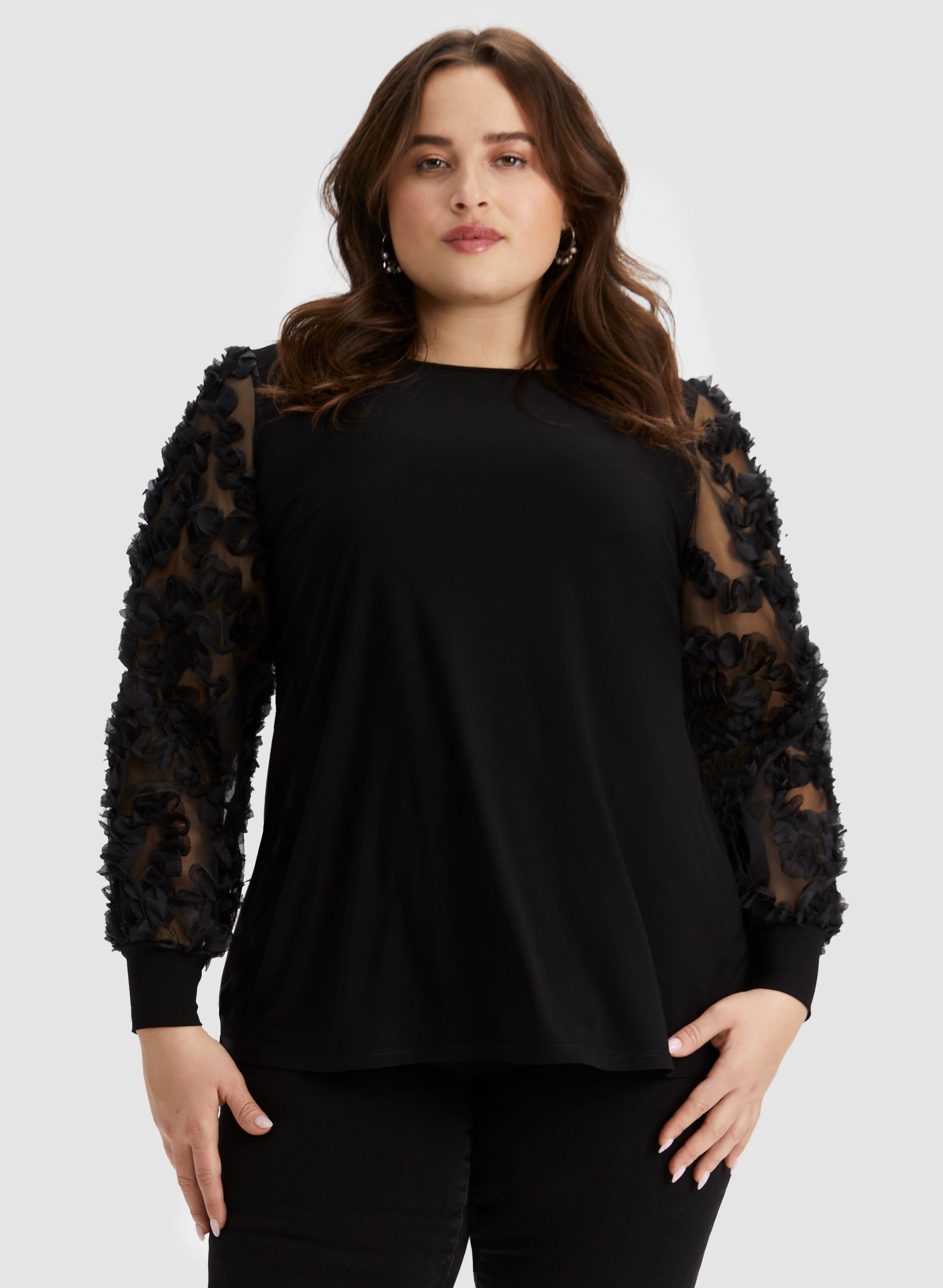 Puff & Mesh Sleeve Top sold by Laura product image thumbnail 5