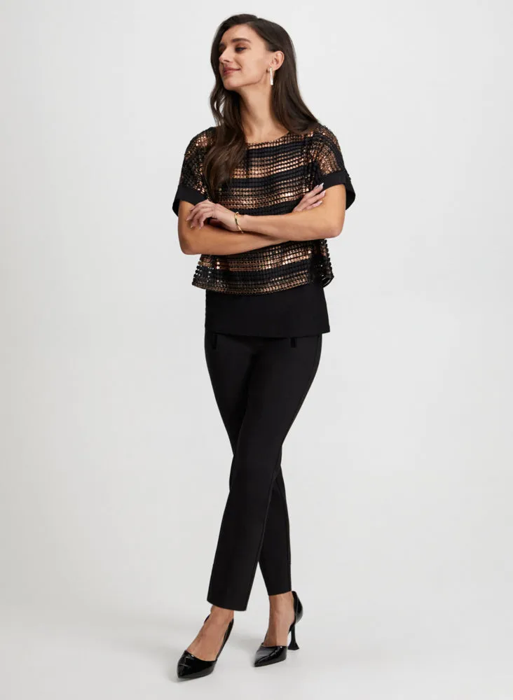 Metallic Stripe Top & Velvet Bow Pants sold by Laura