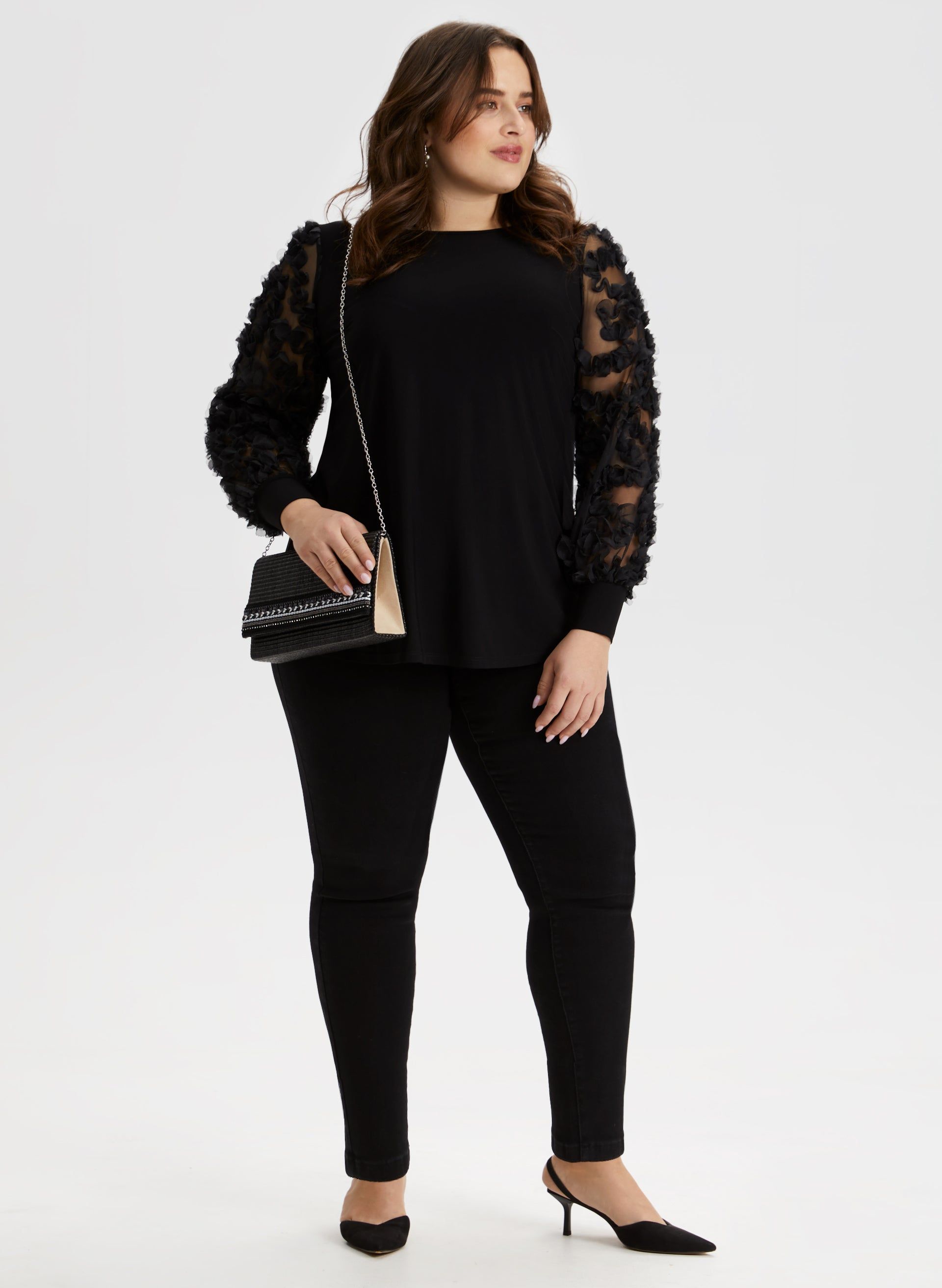 Puff & Mesh Sleeve Top sold by Laura product image thumbnail 4