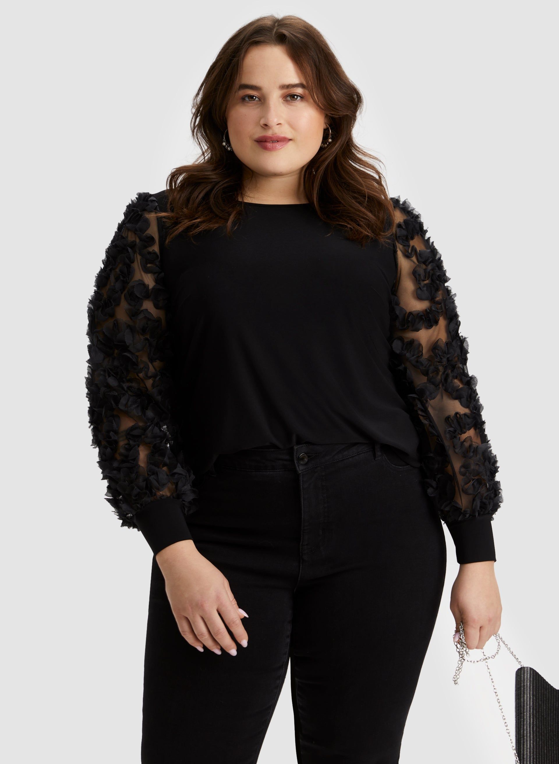 Puff & Mesh Sleeve Top sold by Laura