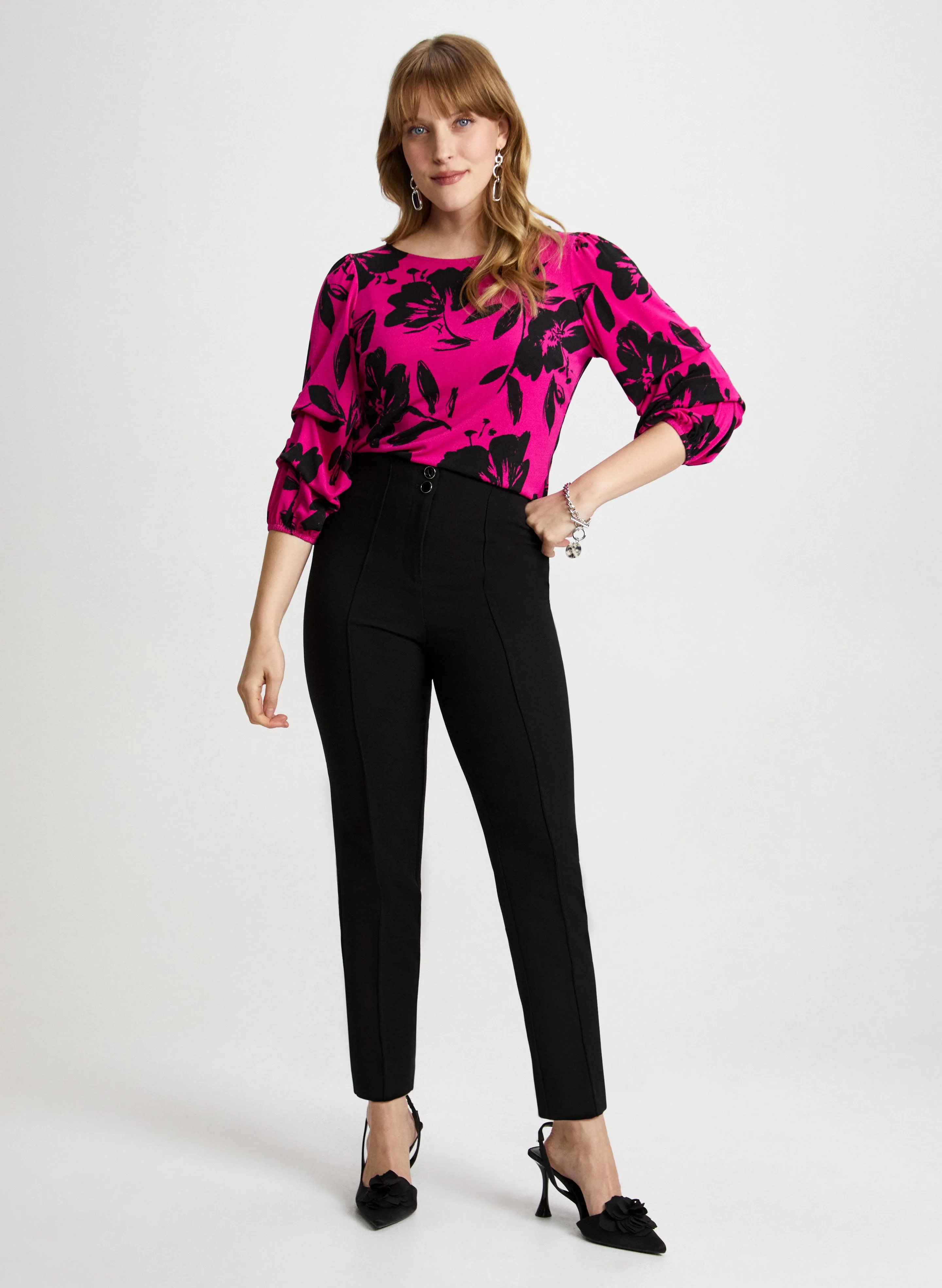 Pinched Sleeve Top & Slim Leg Pants sold by Laura