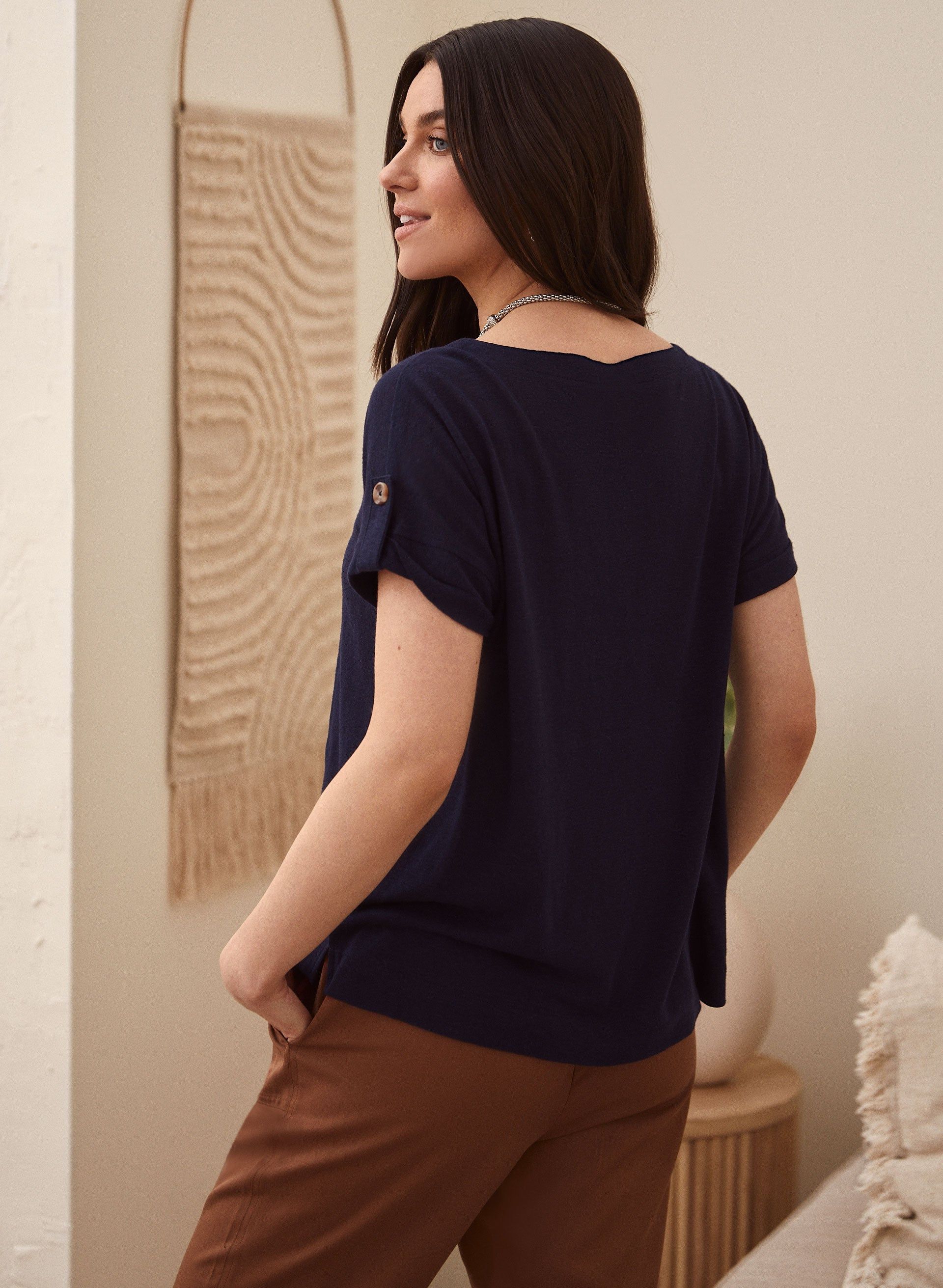 Boatneck Linen-Blend Tee sold by Laura product image thumbnail 4