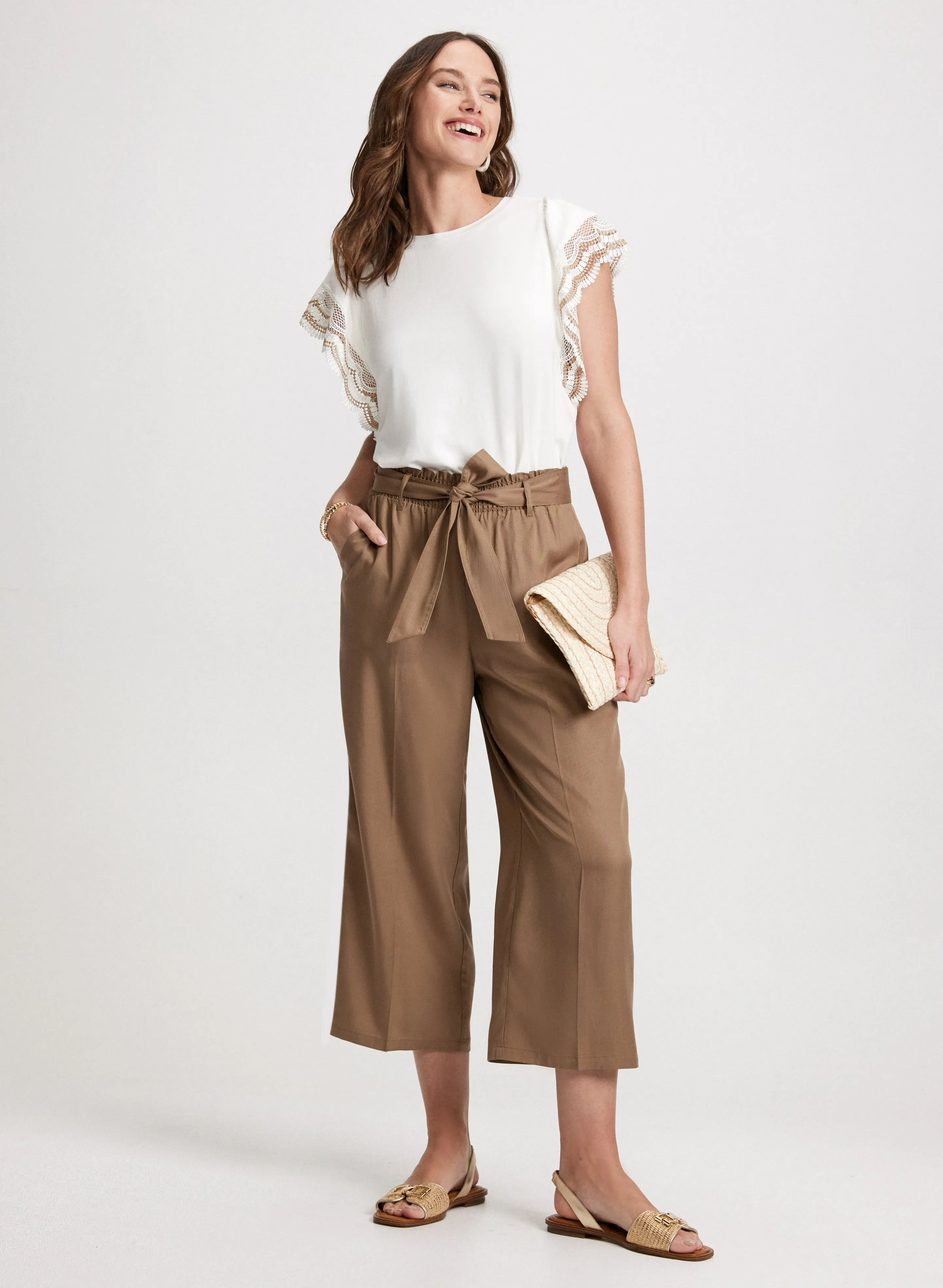 Crochet Trim Cap Sleeve T-Shirt sold by Laura product image thumbnail 3