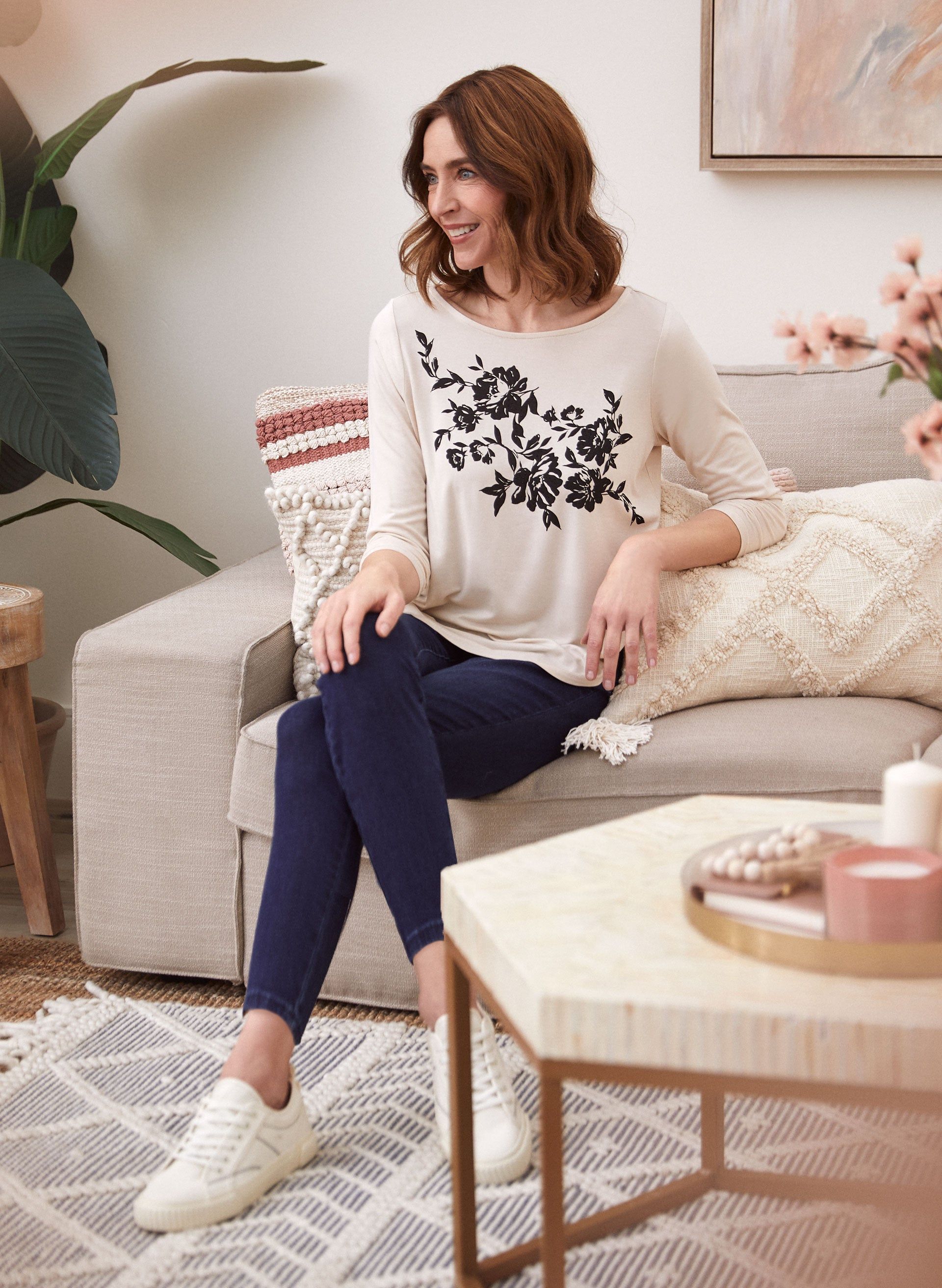 Floral Print 3/4 Sleeve Top sold by Laura product image thumbnail 3