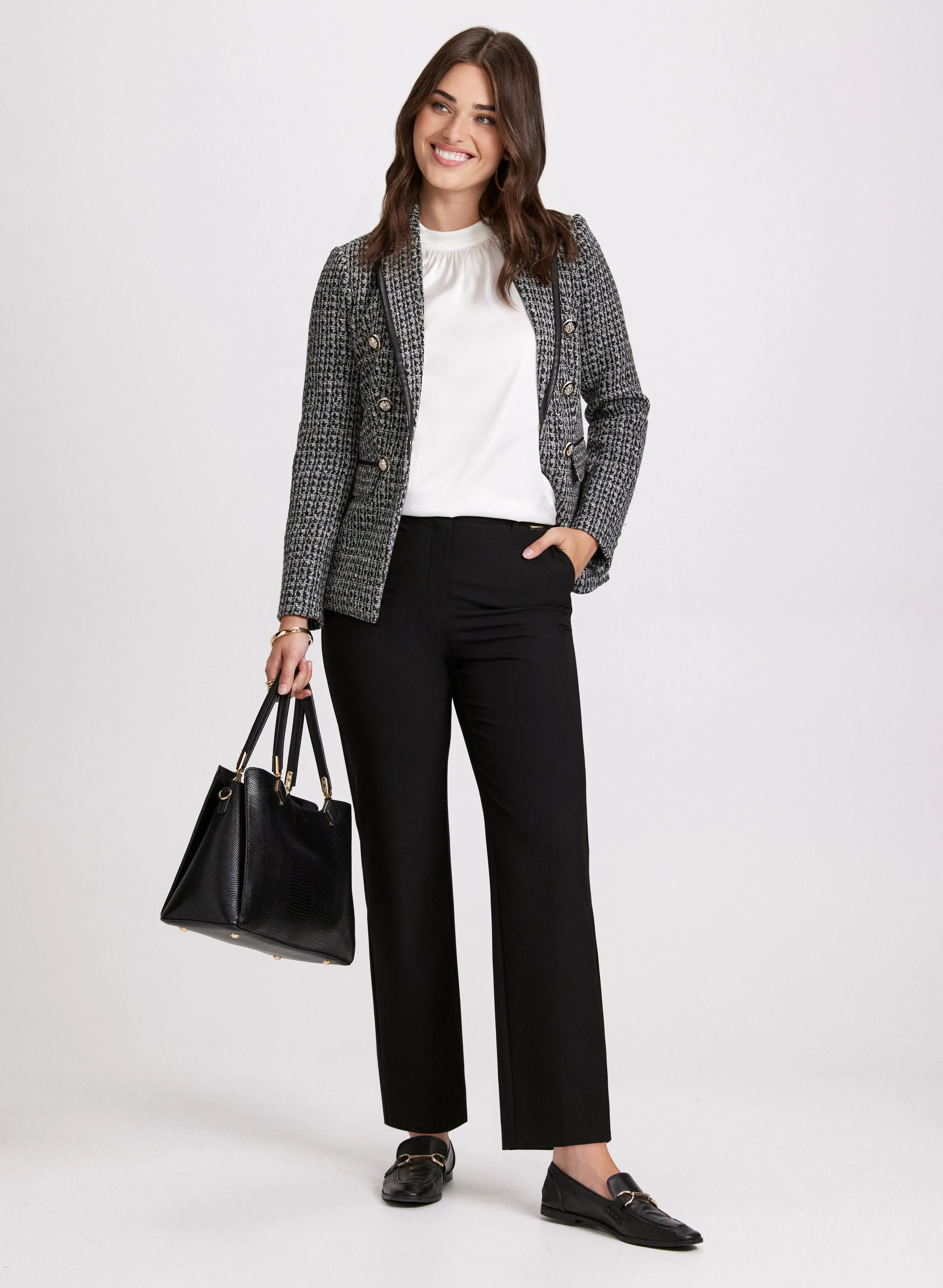 Houndstooth Print Blazer & Straight Leg Pants sold by Laura
