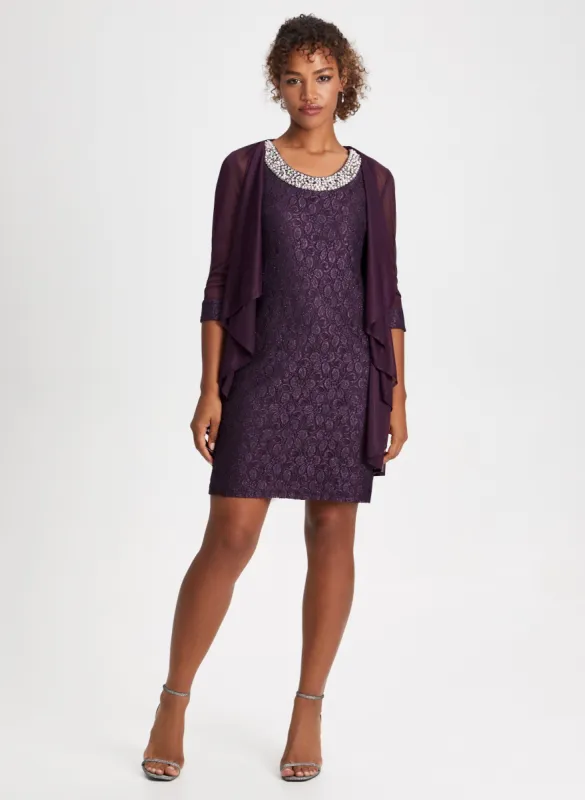 Sequin Lace Dress & Jacket Set sold by Laura