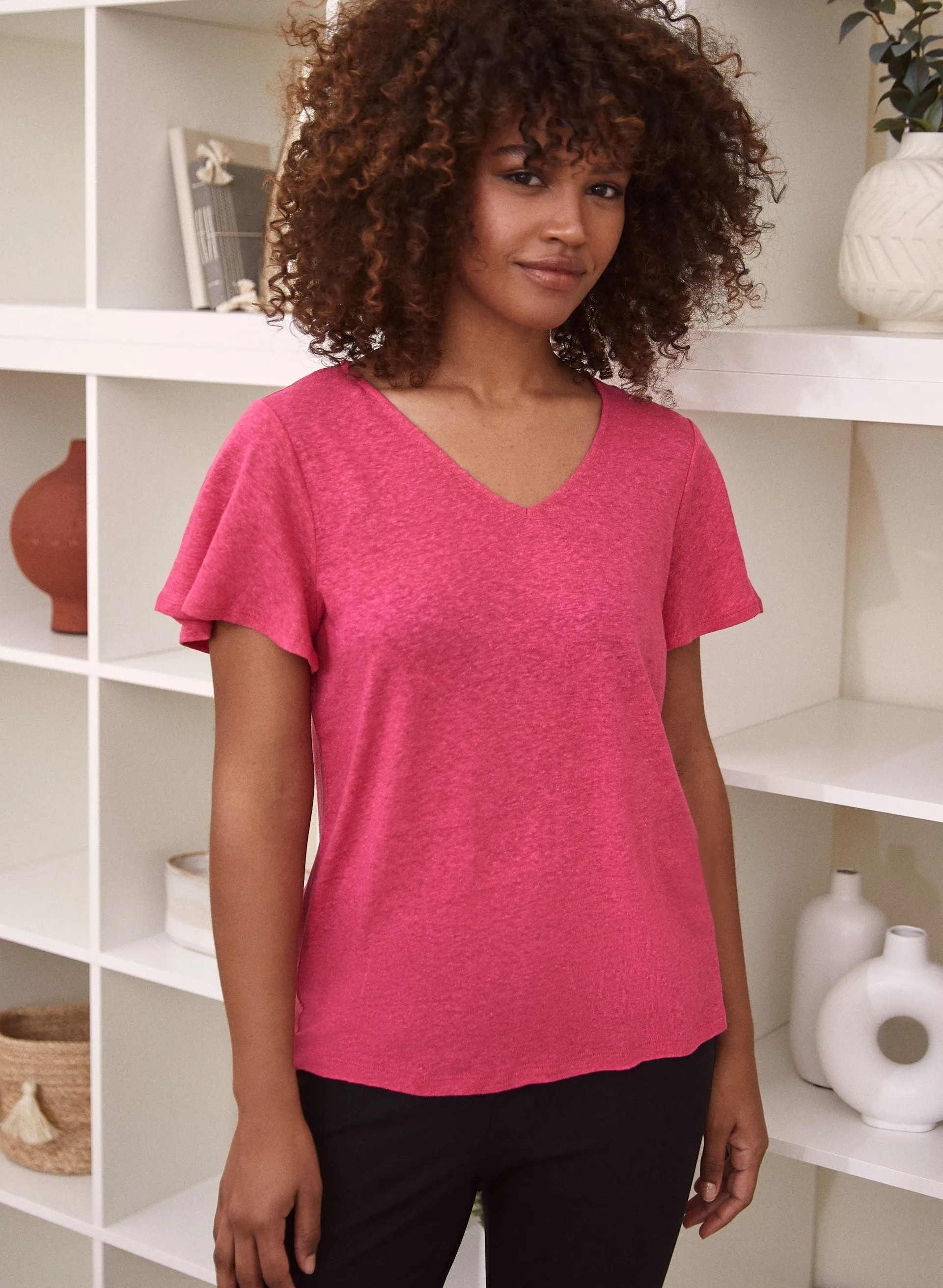 Short Ruffle Sleeve Tee sold by Laura