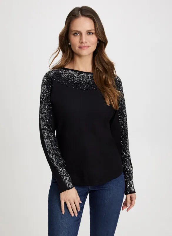 Rhinestone Animal Motif Sweater sold by Laura