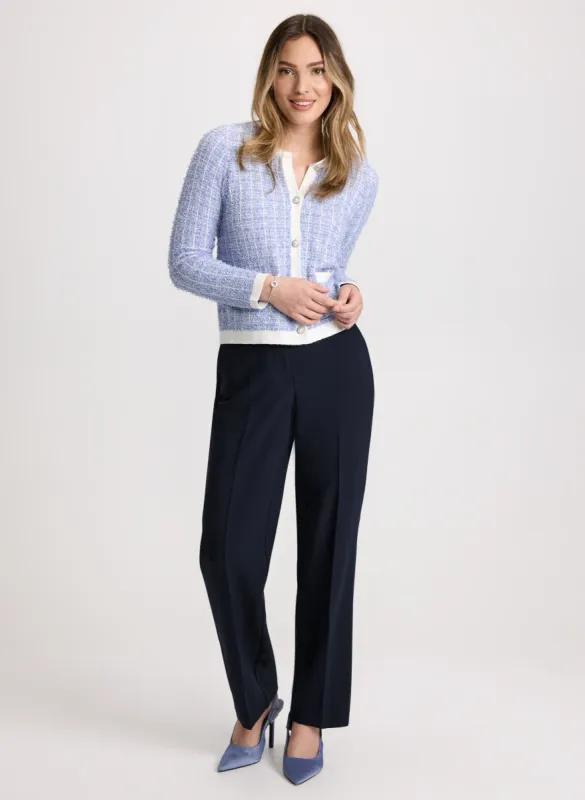 Short Bouclé Cardigan & Straight Leg Pants sold by Laura