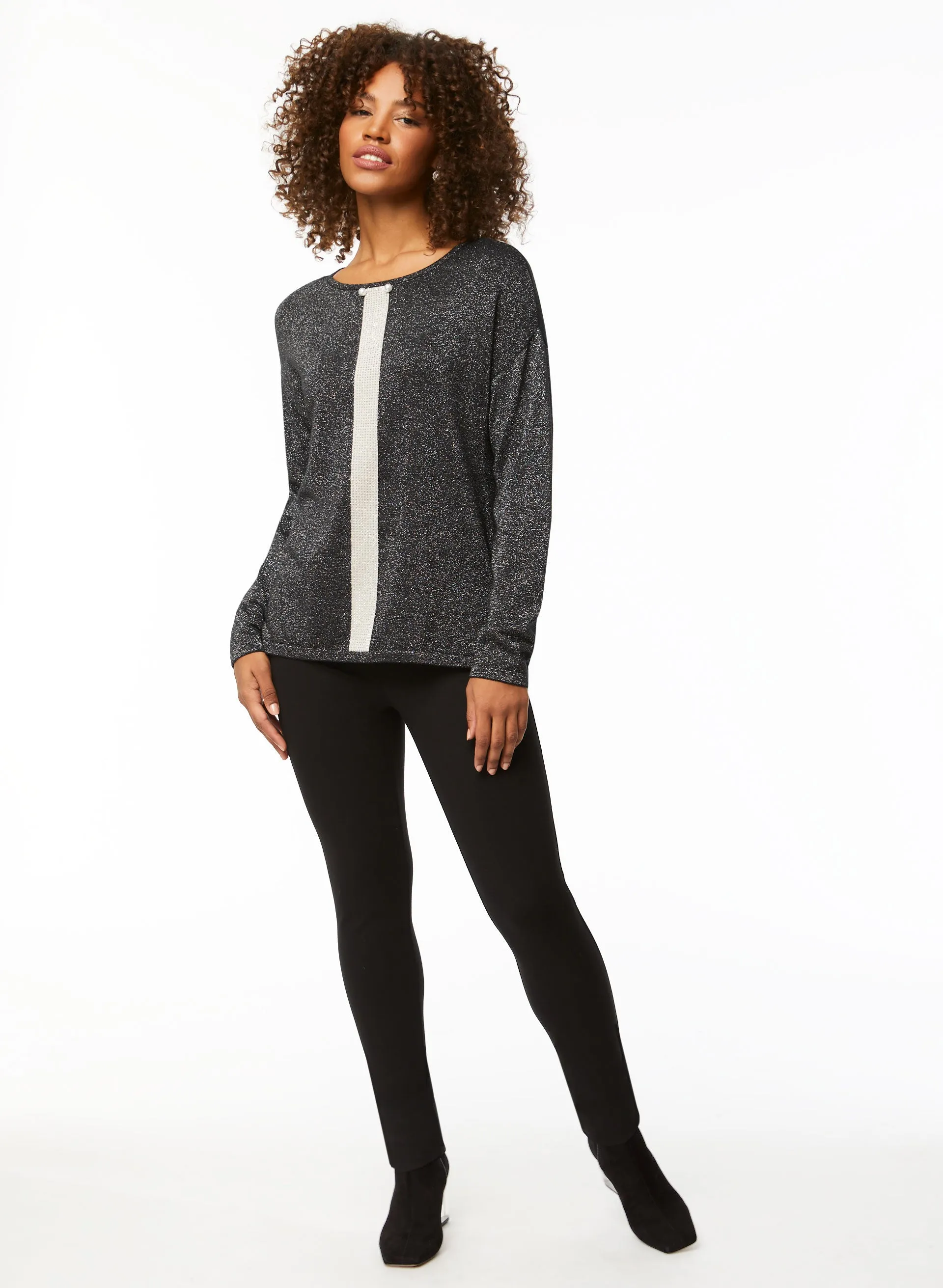 Rhinestone Stripe Metallic Knit Sweater sold by Laura product image thumbnail 3