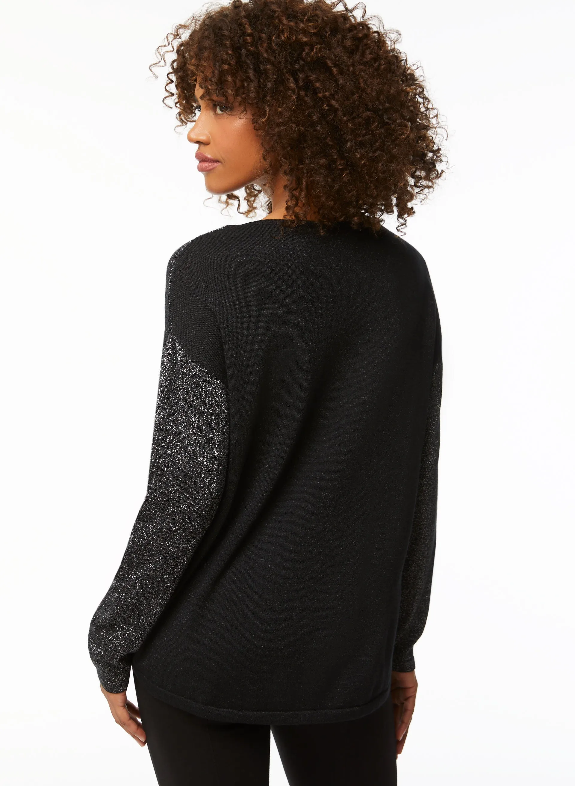 Rhinestone Stripe Metallic Knit Sweater sold by Laura product image thumbnail 4