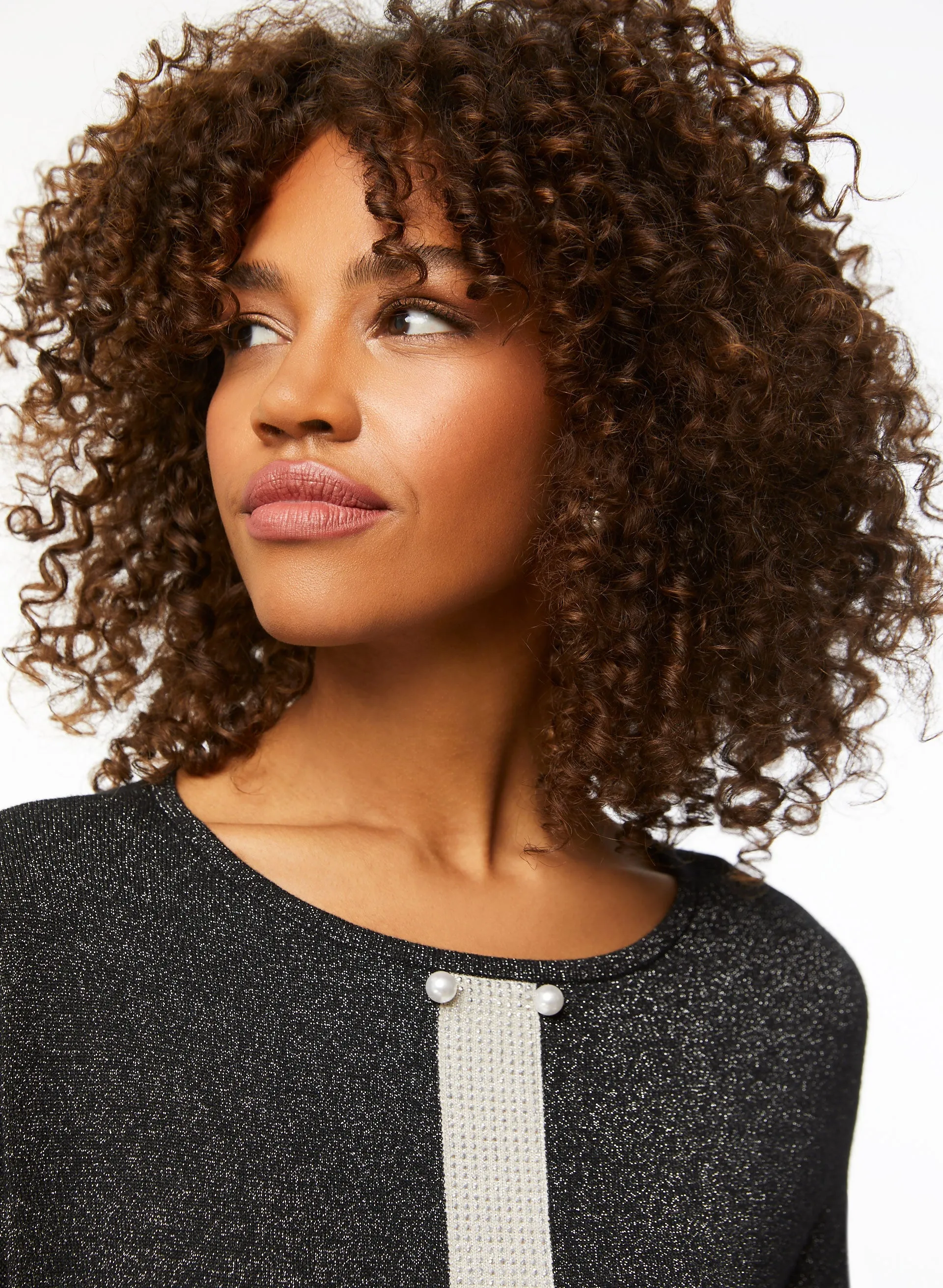 Rhinestone Stripe Metallic Knit Sweater sold by Laura product image thumbnail 2