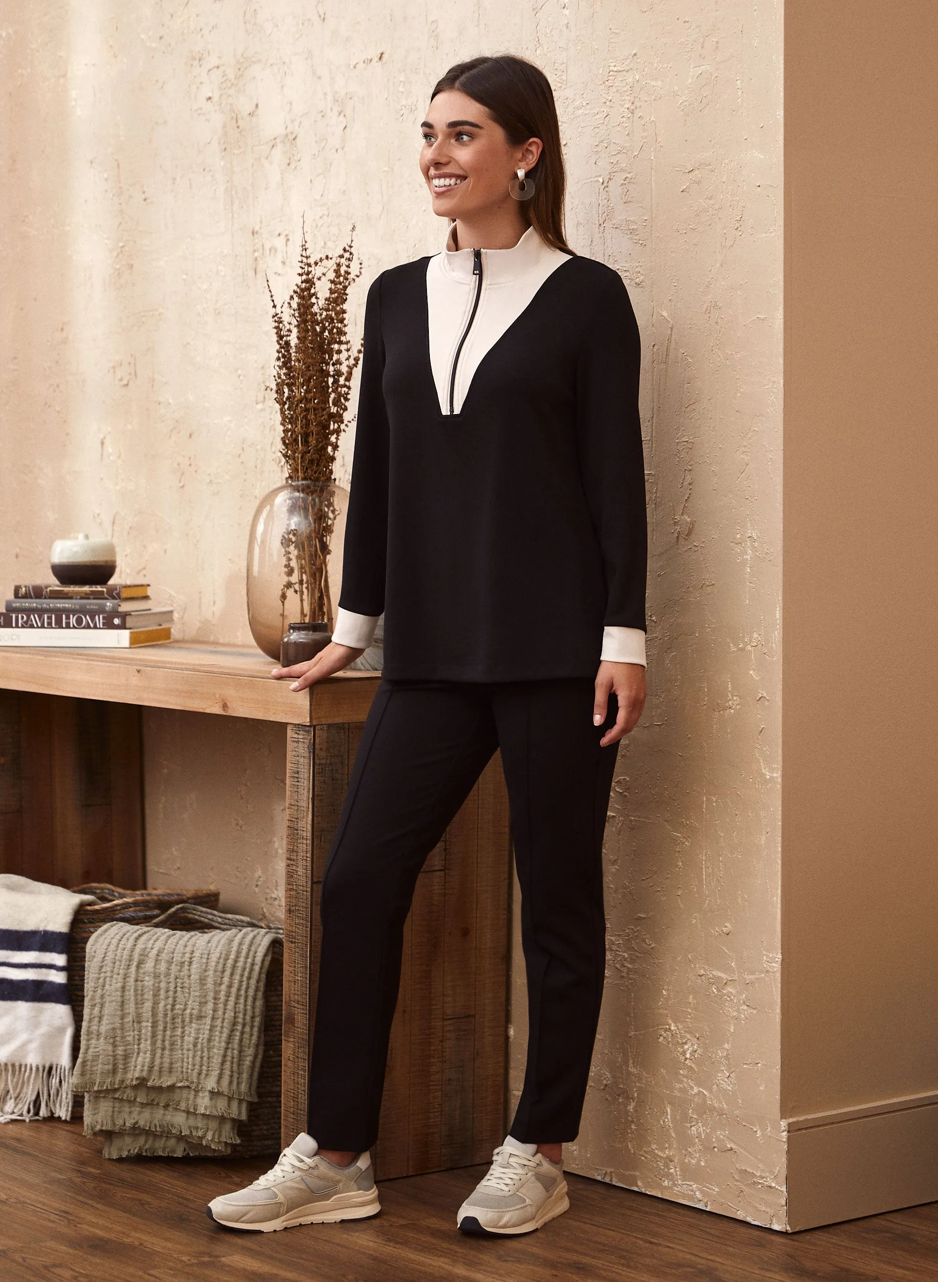 Colour Block Mock Neck Top sold by Laura product image thumbnail 4