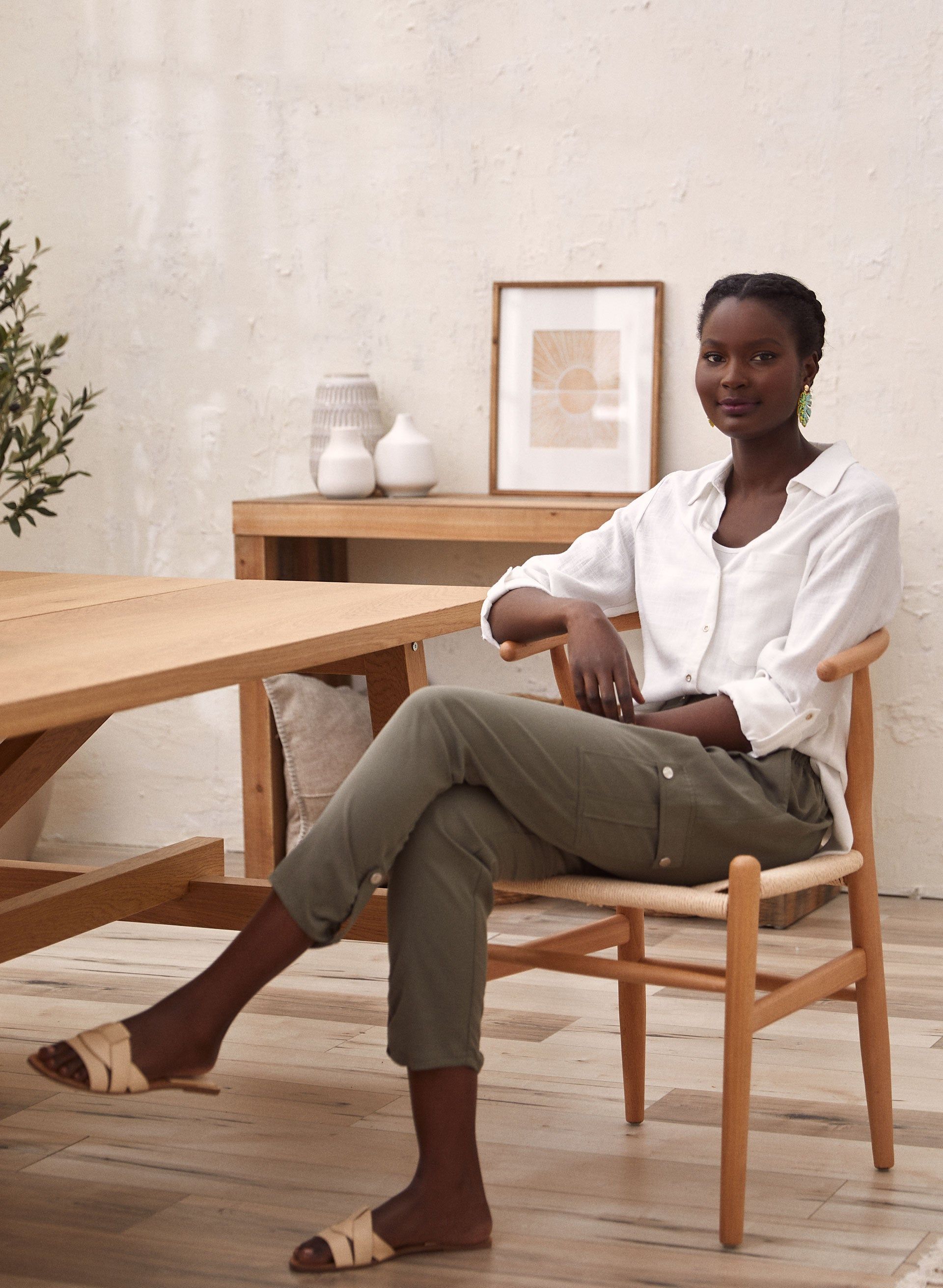 Roll-Up Sleeve Linen-Blend Blouse sold by Laura product image thumbnail 3