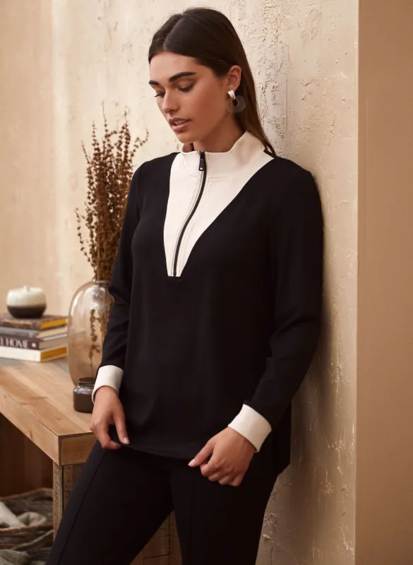 Colour Block Mock Neck Top sold by Laura