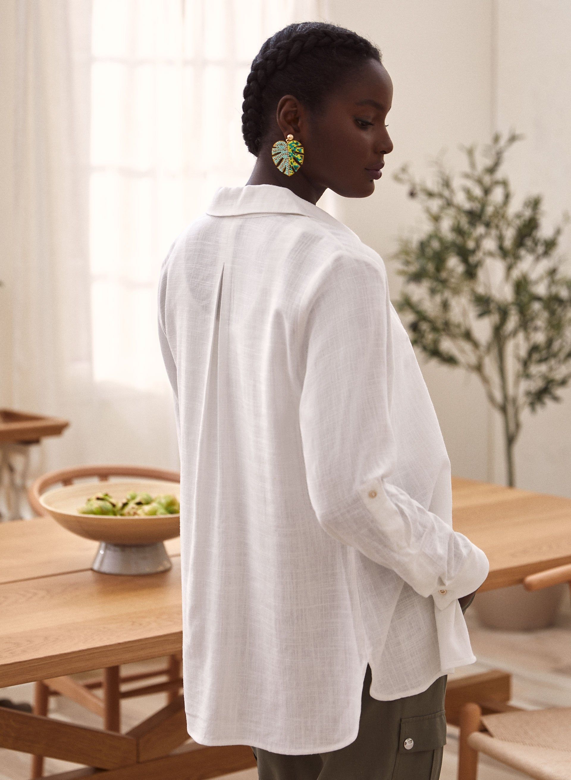 Roll-Up Sleeve Linen-Blend Blouse sold by Laura product image thumbnail 4