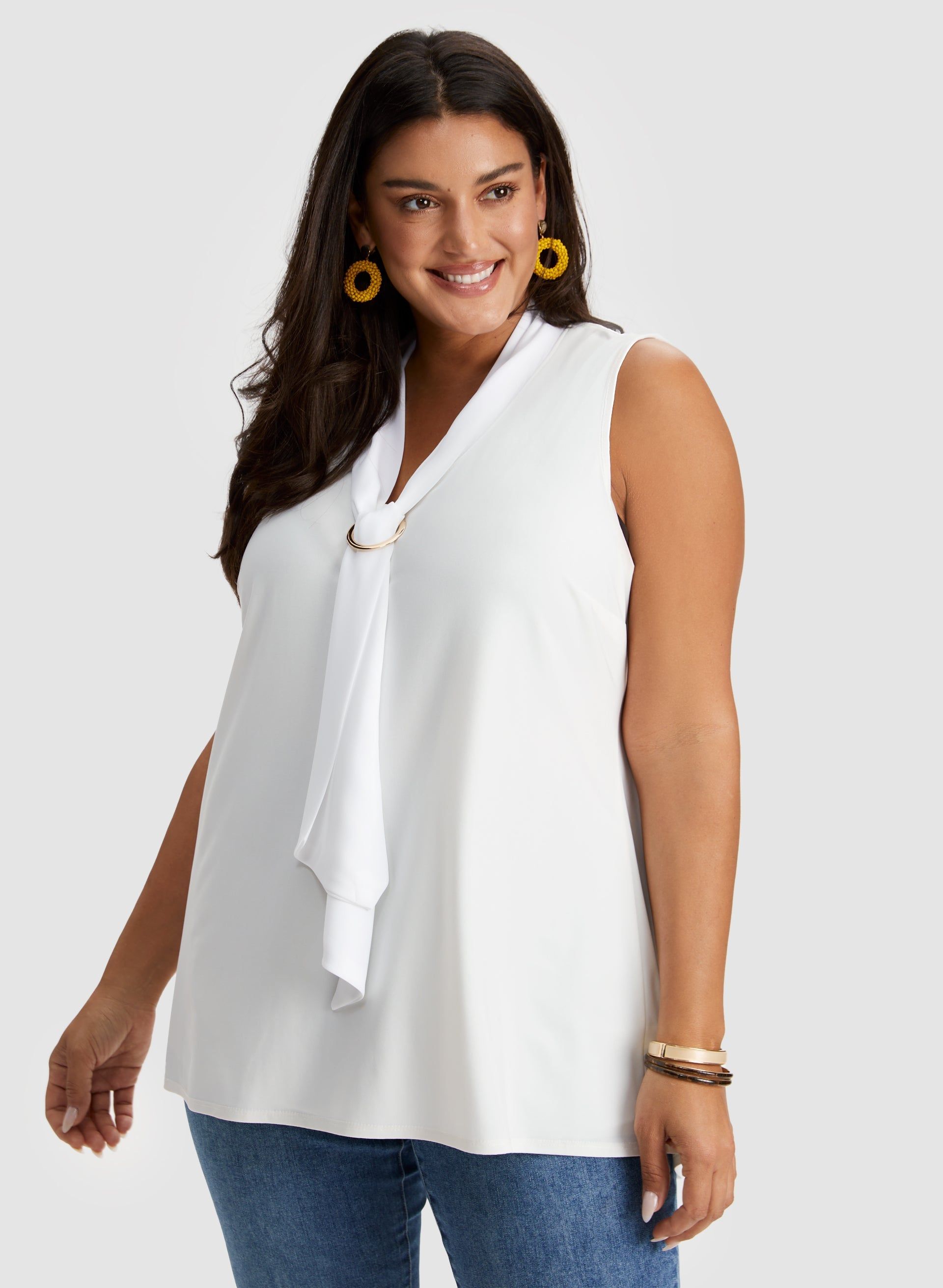 Chiffon Tie Detail Sleeveless Top sold by Laura