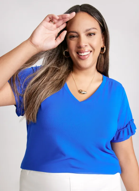 Ruffled Sleeve T-Shirt sold by Laura
