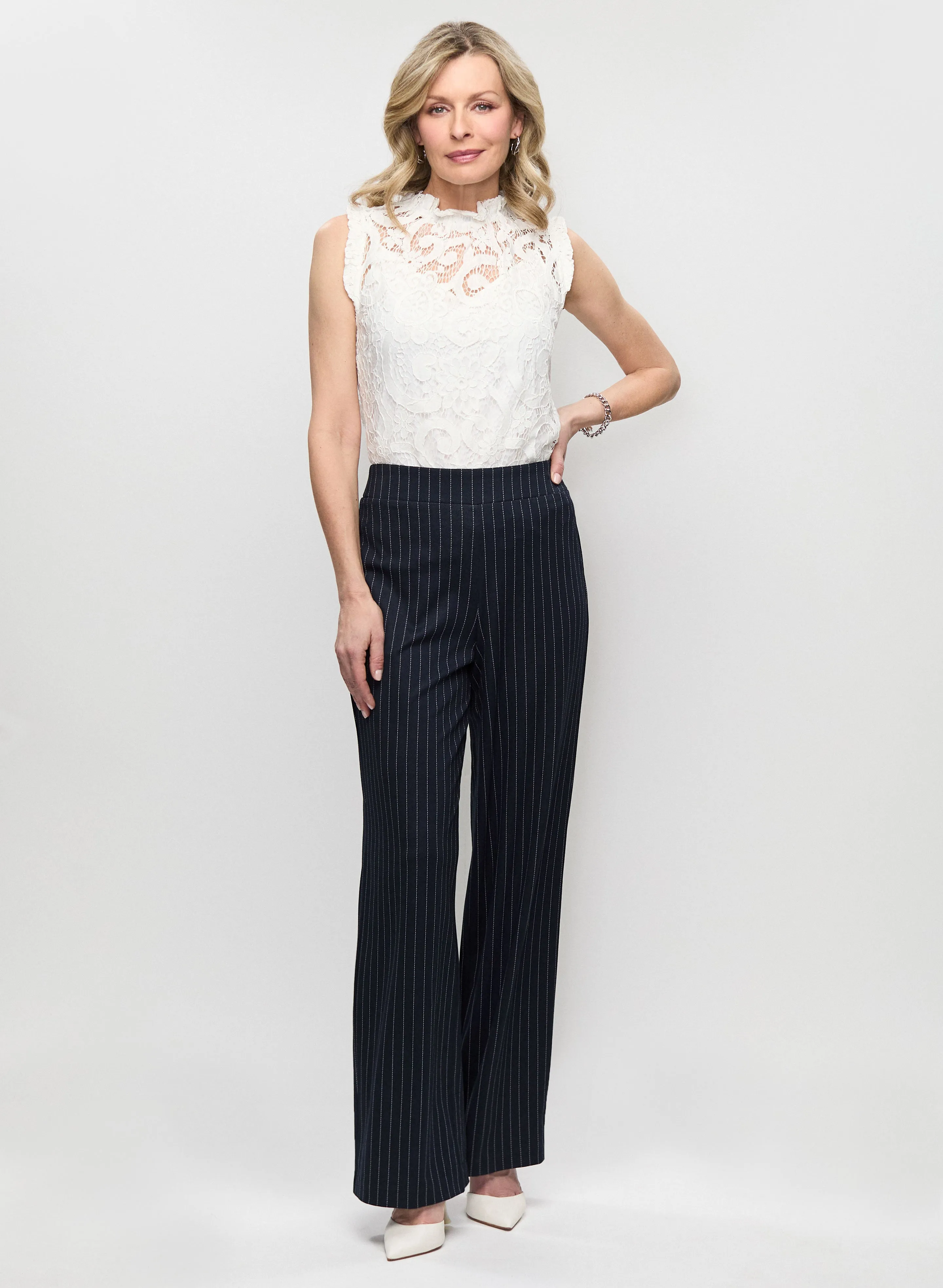 Cap Sleeve Lace Top & Stripe Print Pants sold by Laura