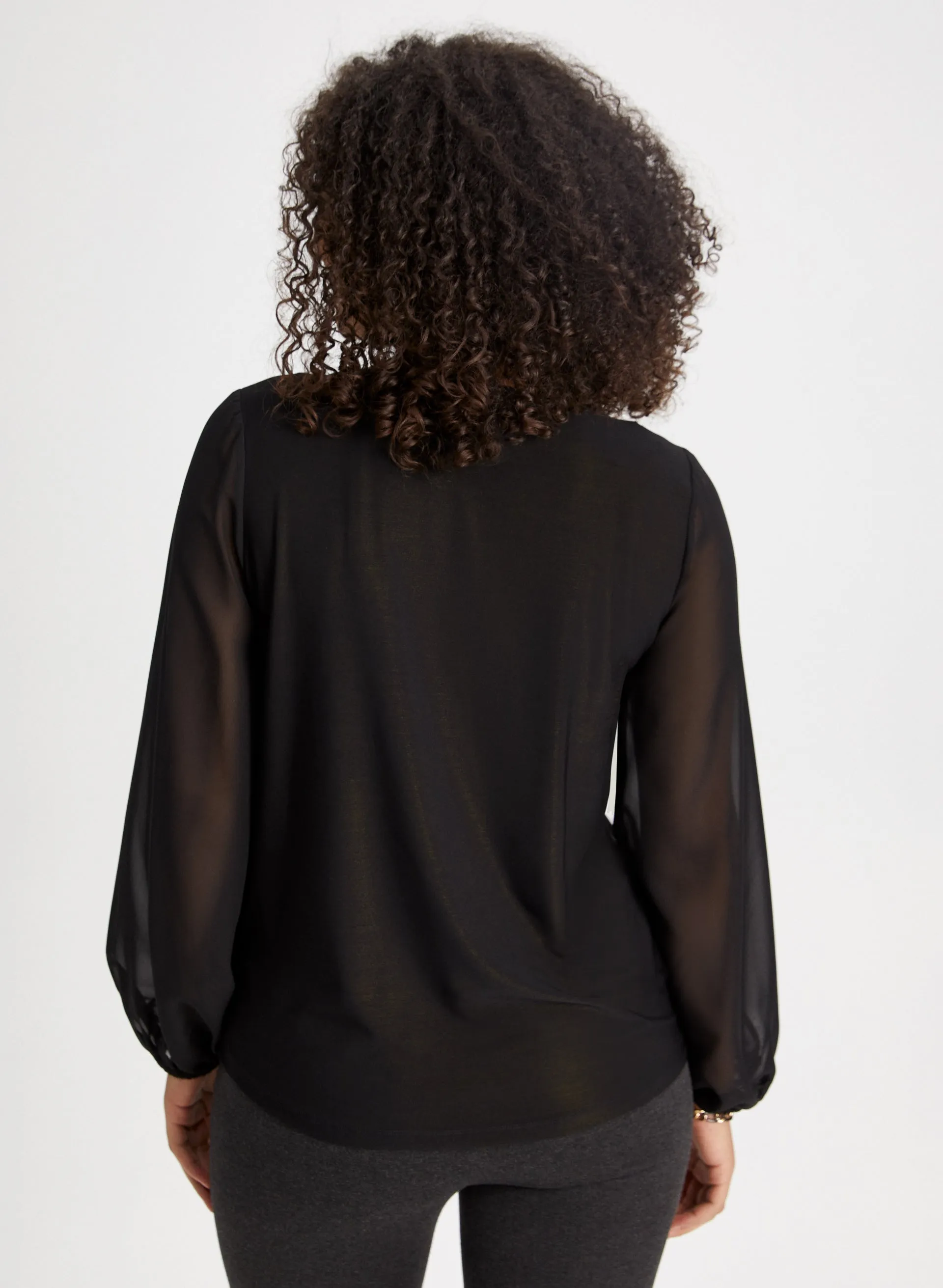 Keyhole Detail Chiffon Sleeve Top sold by Laura product image thumbnail 4