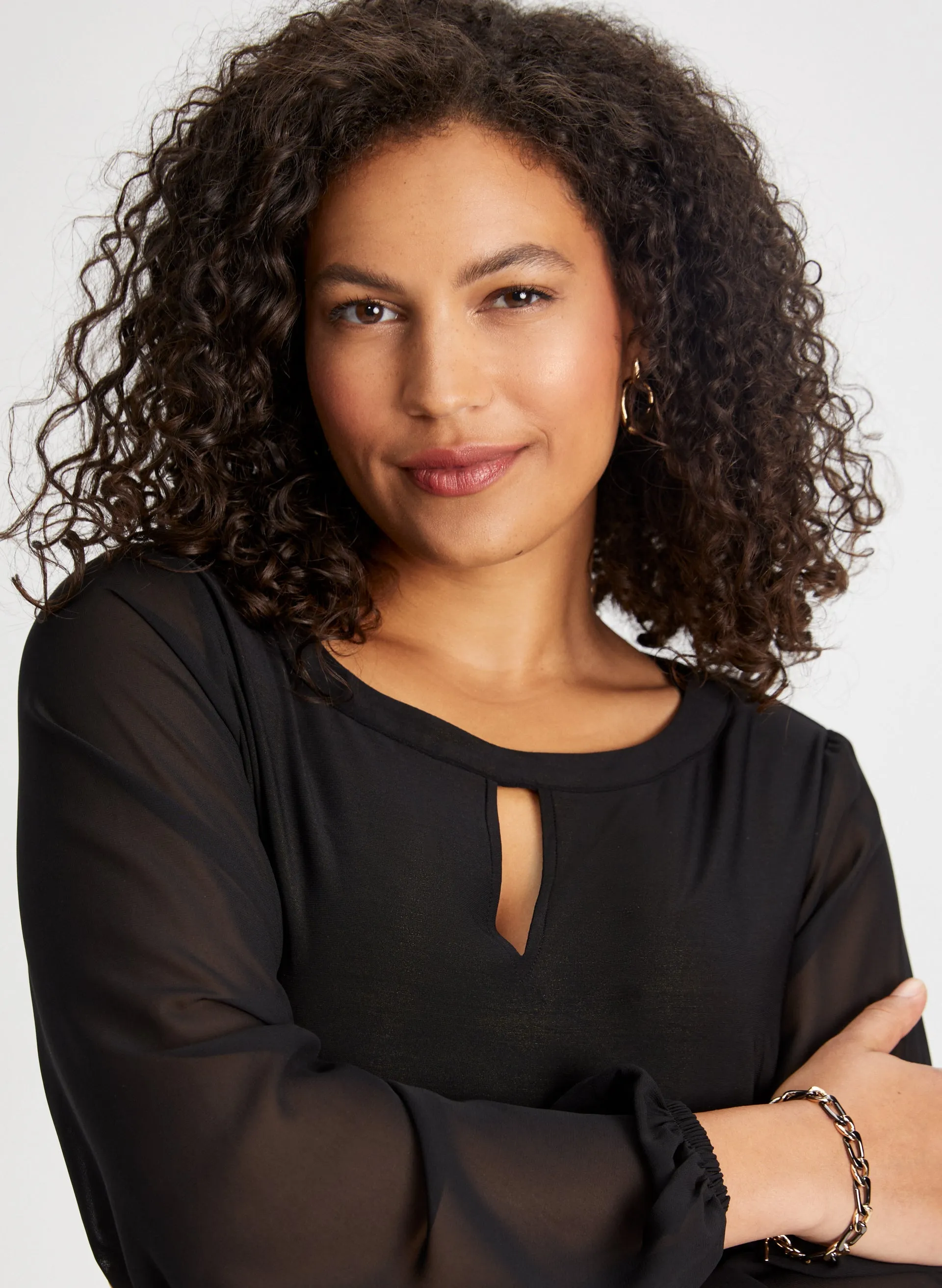 Keyhole Detail Chiffon Sleeve Top sold by Laura product image thumbnail 2