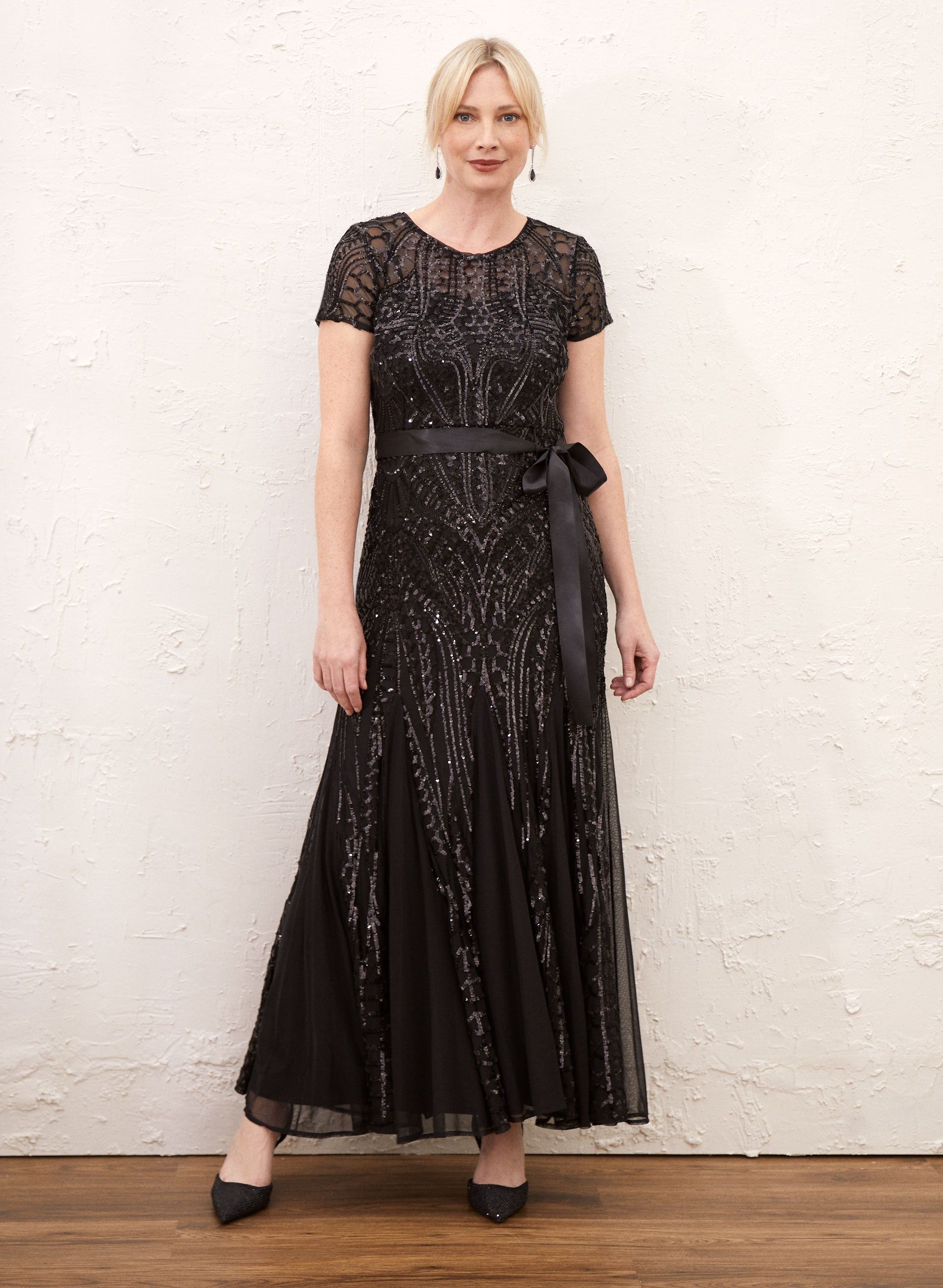 Belted Sequin Mesh Dress sold by Laura