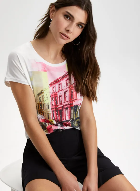 City Print Short Sleeve T-Shirt sold by Laura