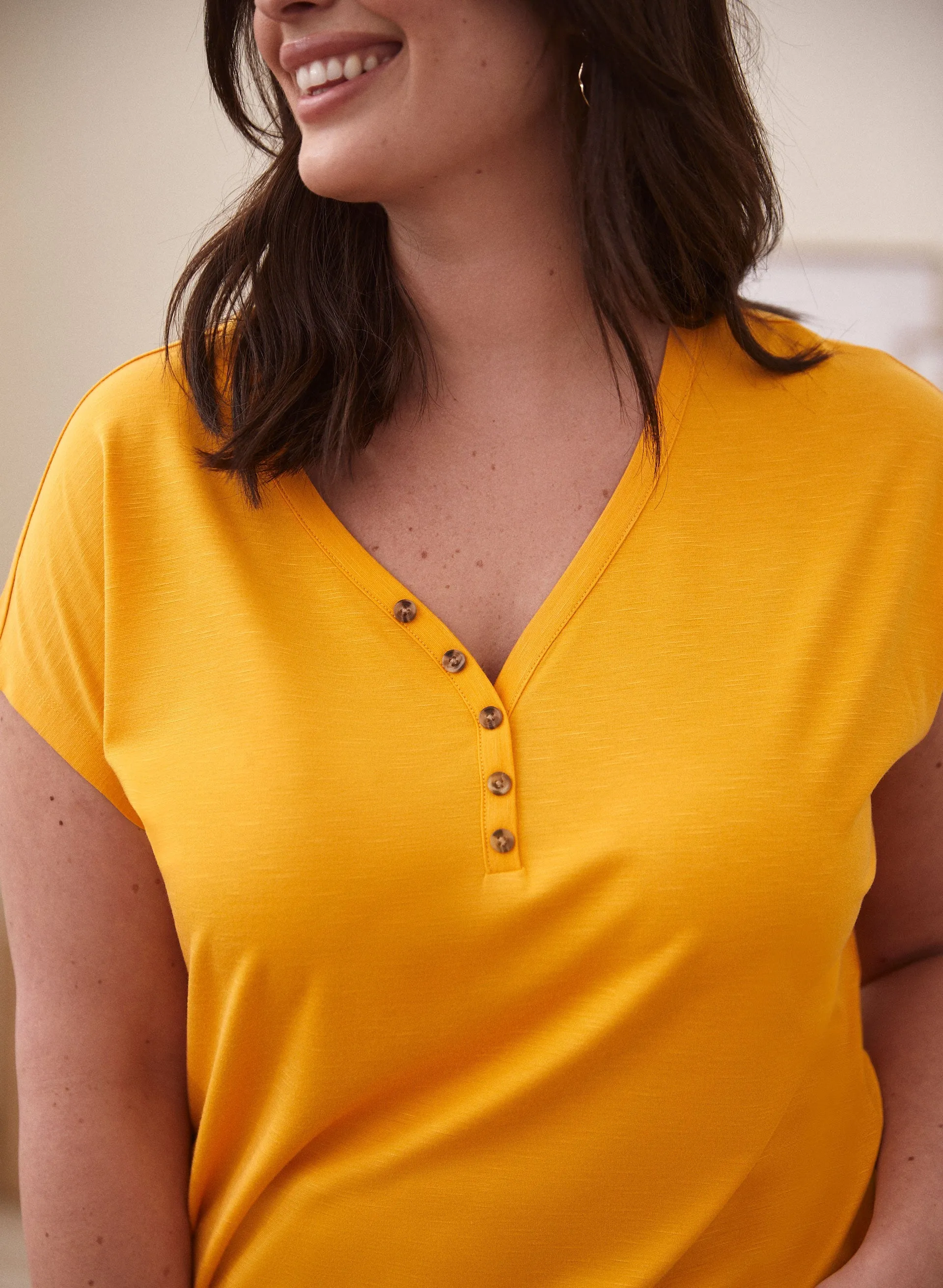 Drop Shoulder Henley Tee sold by Laura product image thumbnail 2