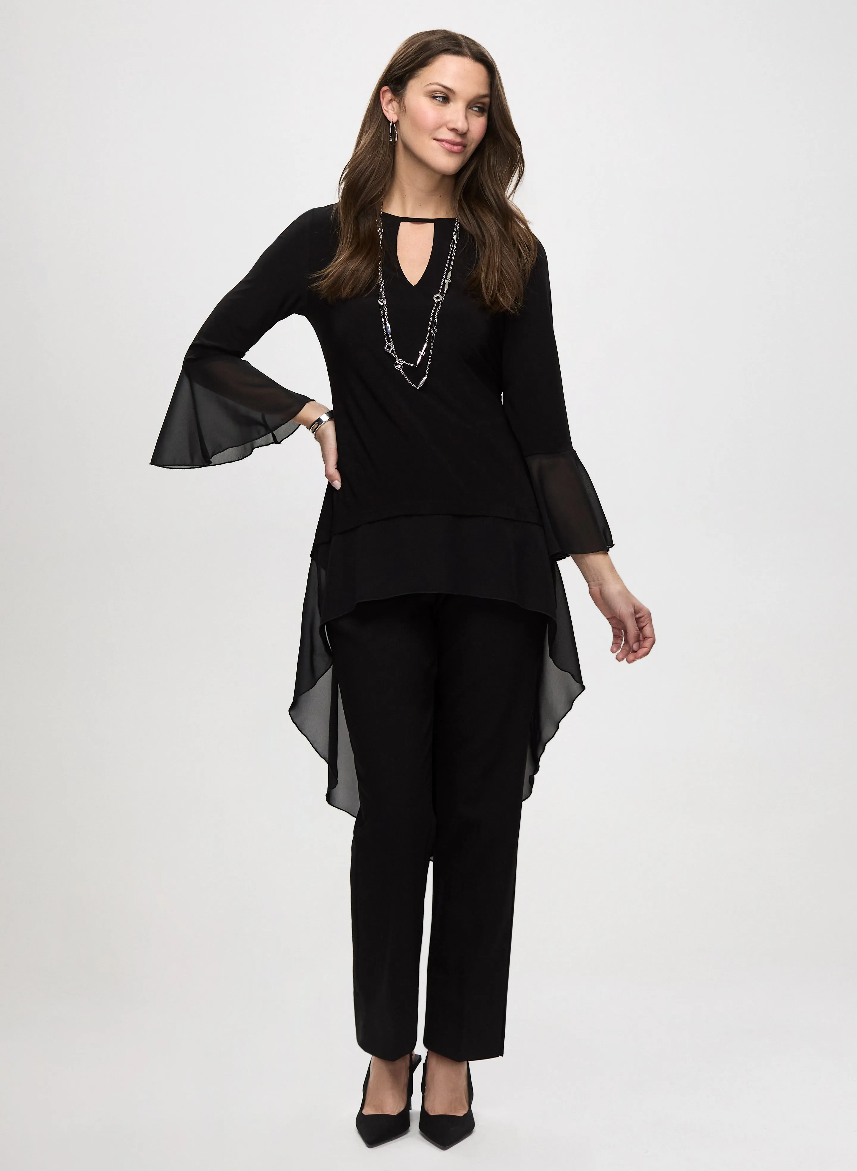 Ruffled Asymmetric Top & Slim Leg Pants sold by Laura