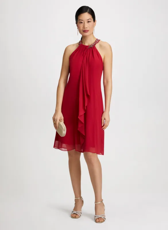 Cascading Ruffle Bead Neck Dress sold by Laura