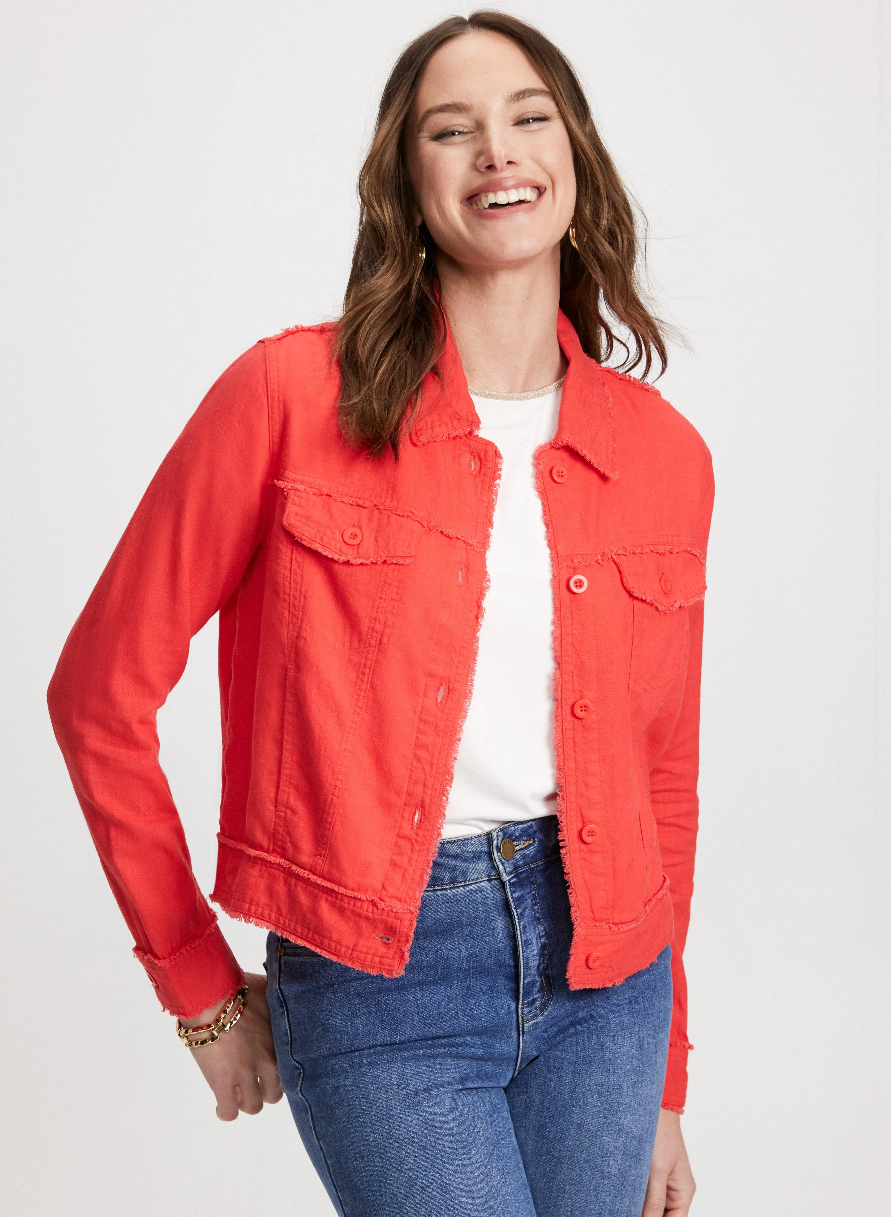 Frayed Hem Linen Jacket sold by Laura product image thumbnail 4