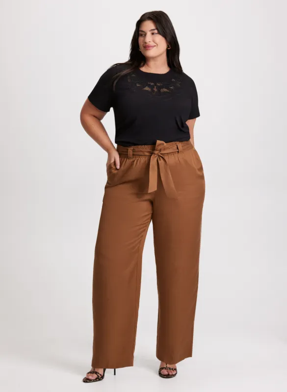 Cut-Out Detail Tee & Tencel Pull-On Wide Leg Pants sold by Laura