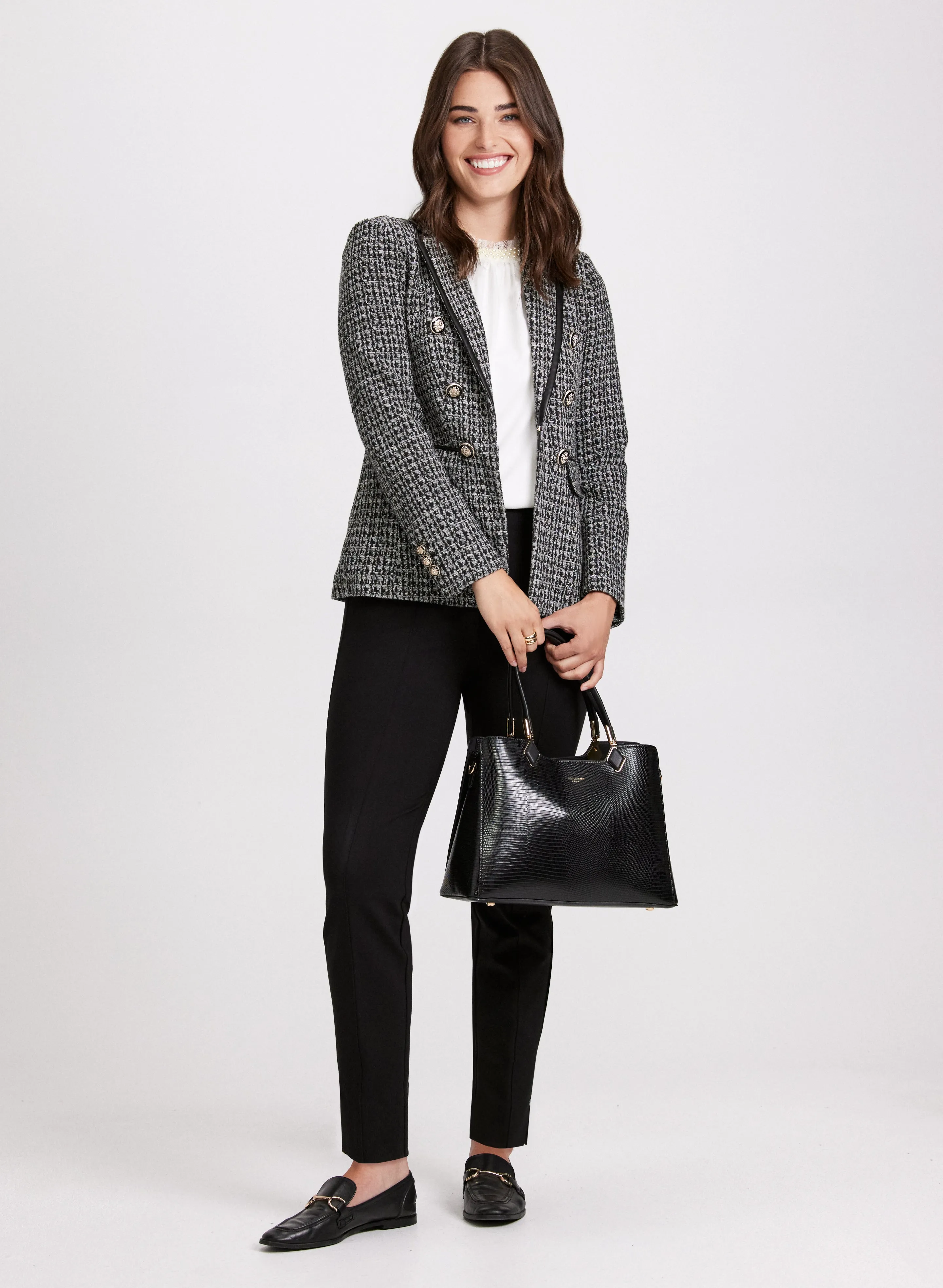 Houndstooth Print Blazer & Slim Leg Pants sold by Laura