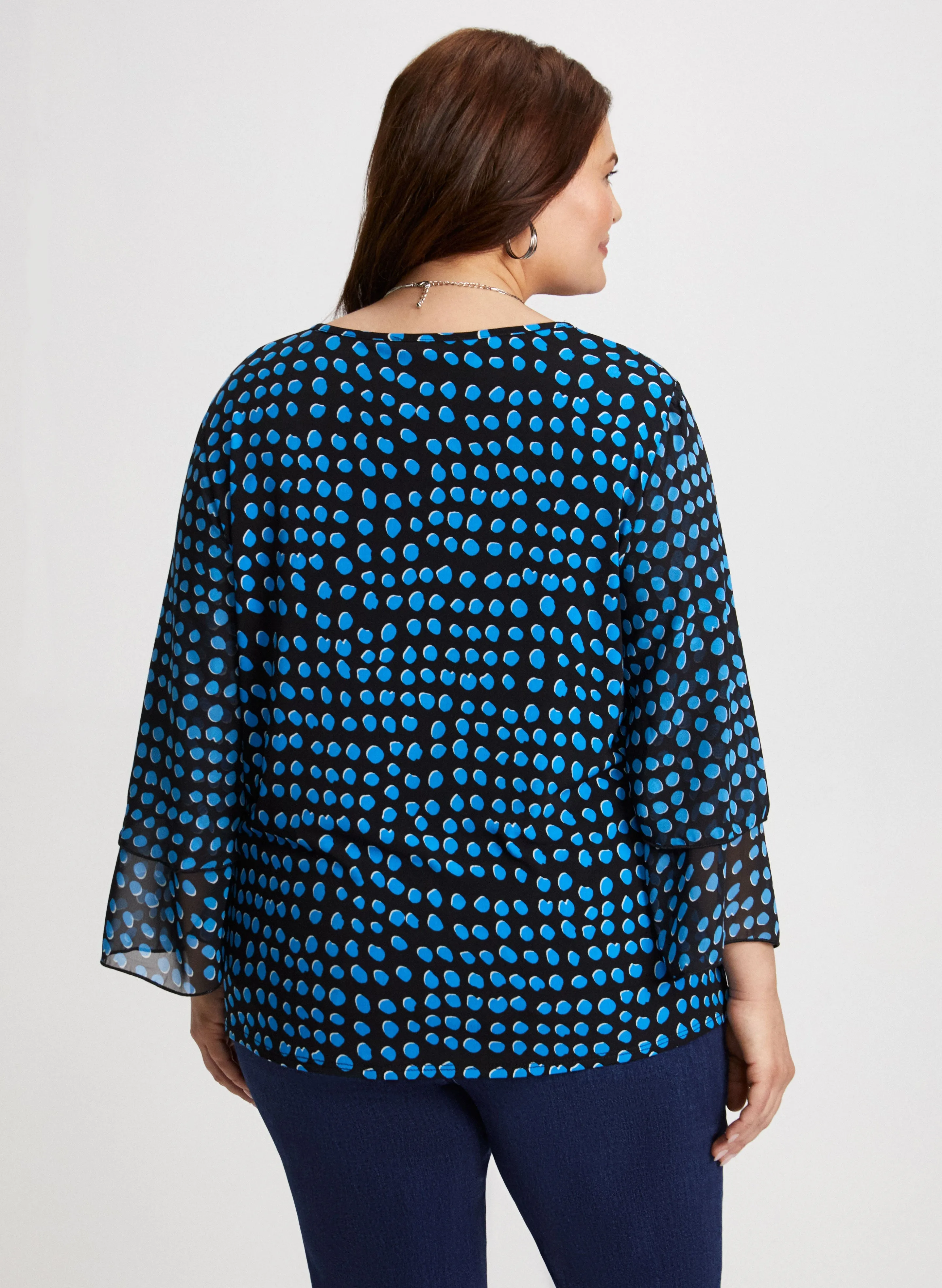 Dot Print Chiffon Sleeve Top sold by Laura product image thumbnail 4