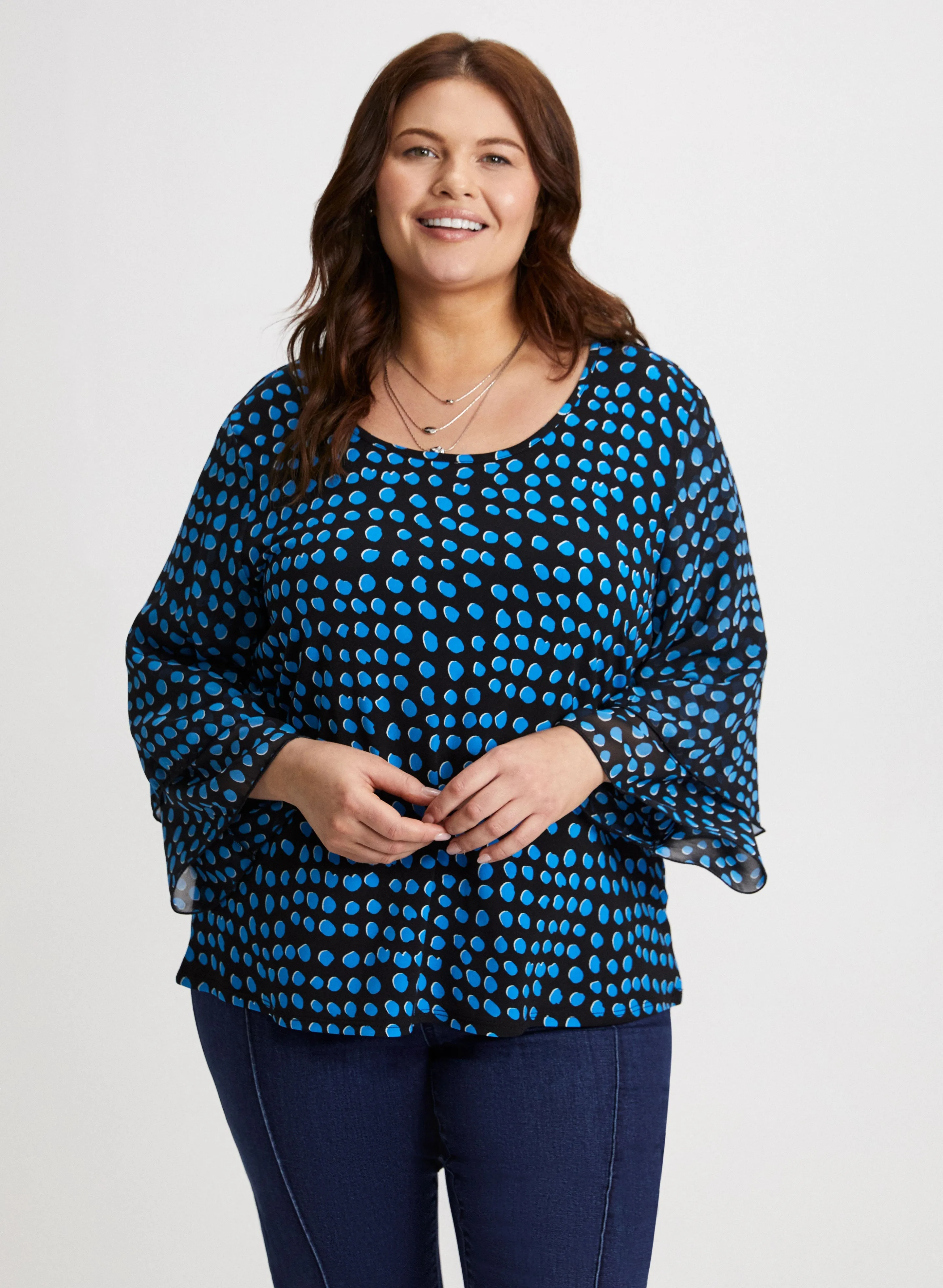 Dot Print Chiffon Sleeve Top sold by Laura product image thumbnail 5