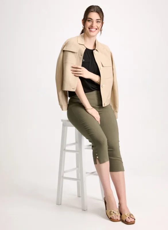 Linen Blend Shacket & Pull-On Bengaline Capris sold by Laura